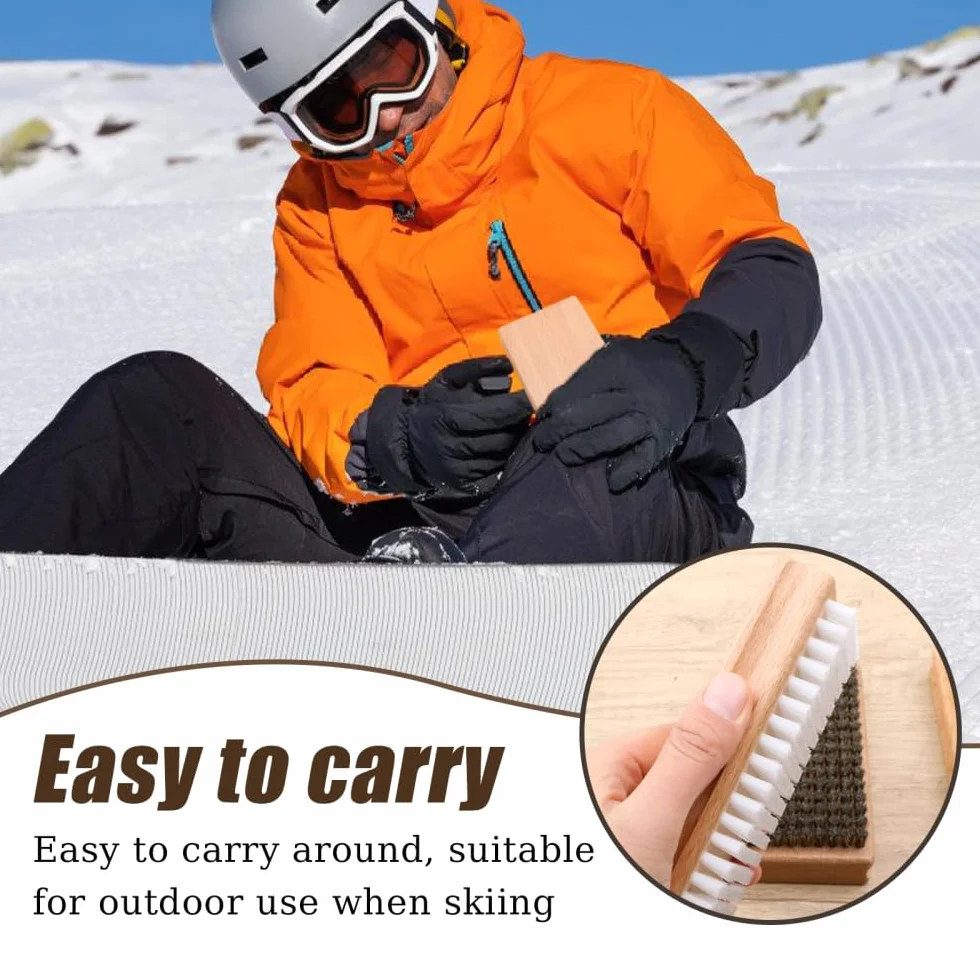 DONGKER Juego de 3 cepillos de esquí, cepillo de cera para snowboard, nailon, crin y cobre