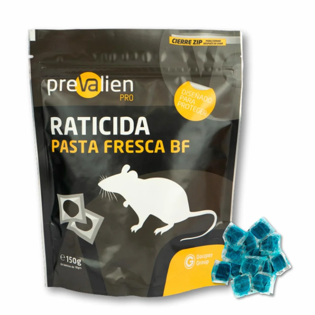 Raticida Prevalien Pasta Fresca BF 150 g - Brodifacoum 0,0025% - Alta Palatabilidad - Para Ratas y Ratones - Ideal en Infestaciones Graves - Bolsa Aluminizada con Cierre ZIP