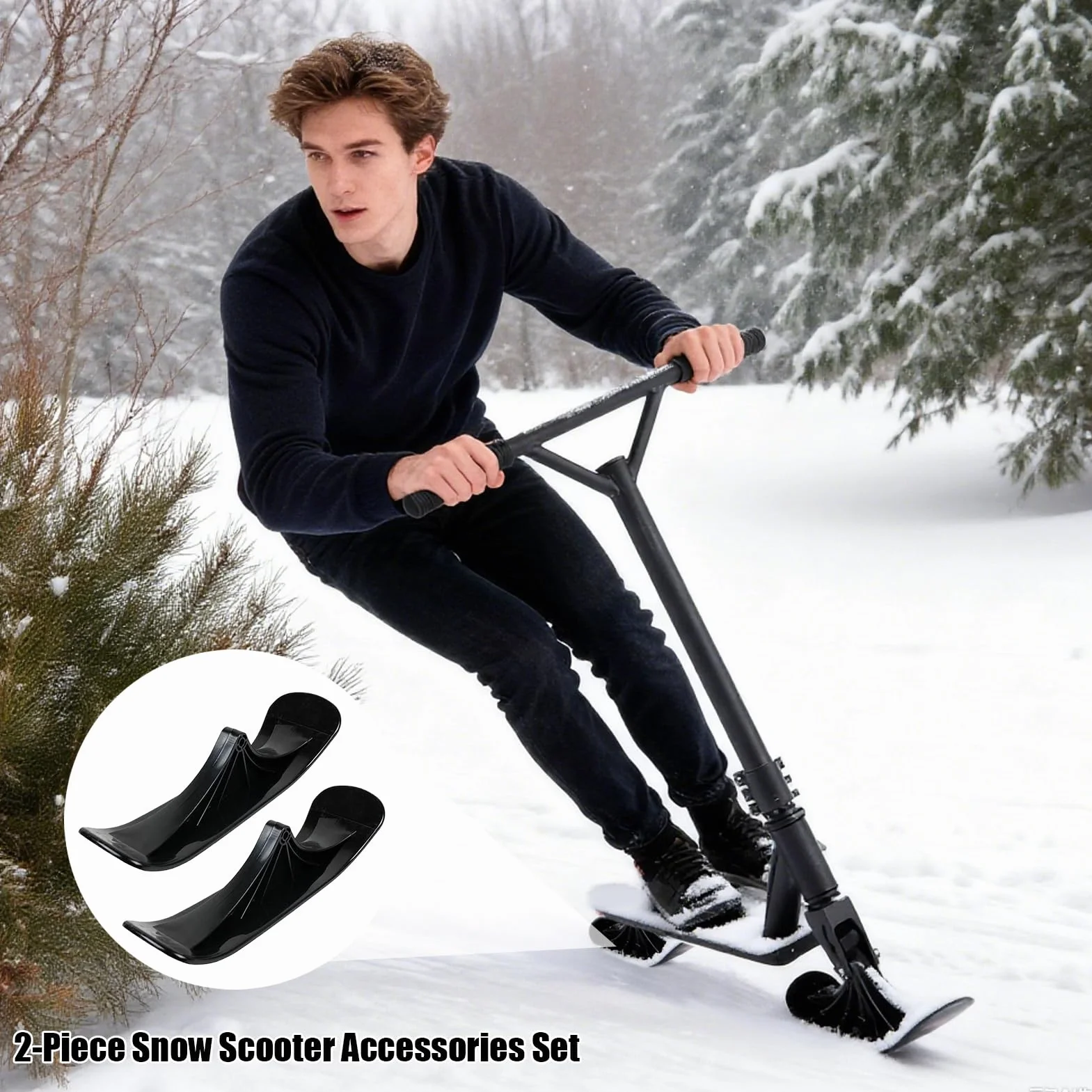 Kit de conversión para trineo de nieve 1 par ligero ergonómico para arena hierba grava