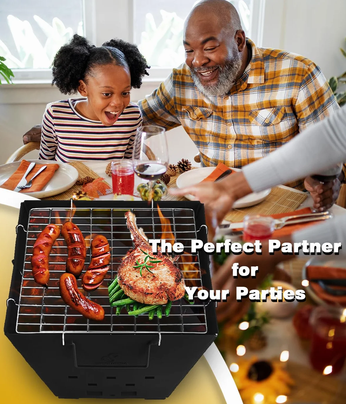 Snowpea Portable Fire Pit for Camping, Collapsible Outdoor Fire Pit with Carry Bag, Iron Fire Bowl for Picnics, Bonfire, Patio, Backyard and Garden - con Parrilla