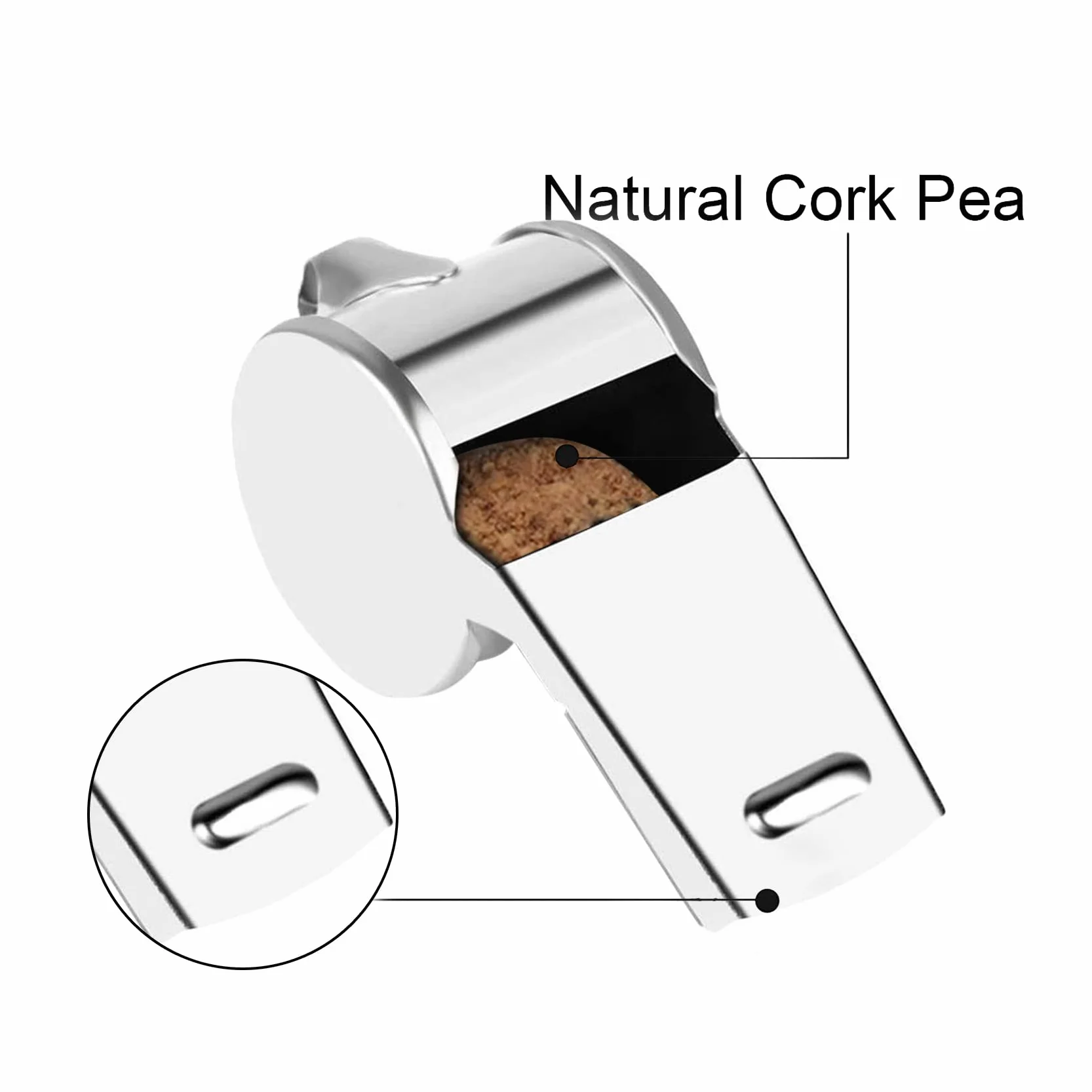 Silbato de Acero Inoxidable con Cordón, Sonido Fuerte para Árbitros Entrenadores Salvavidas
