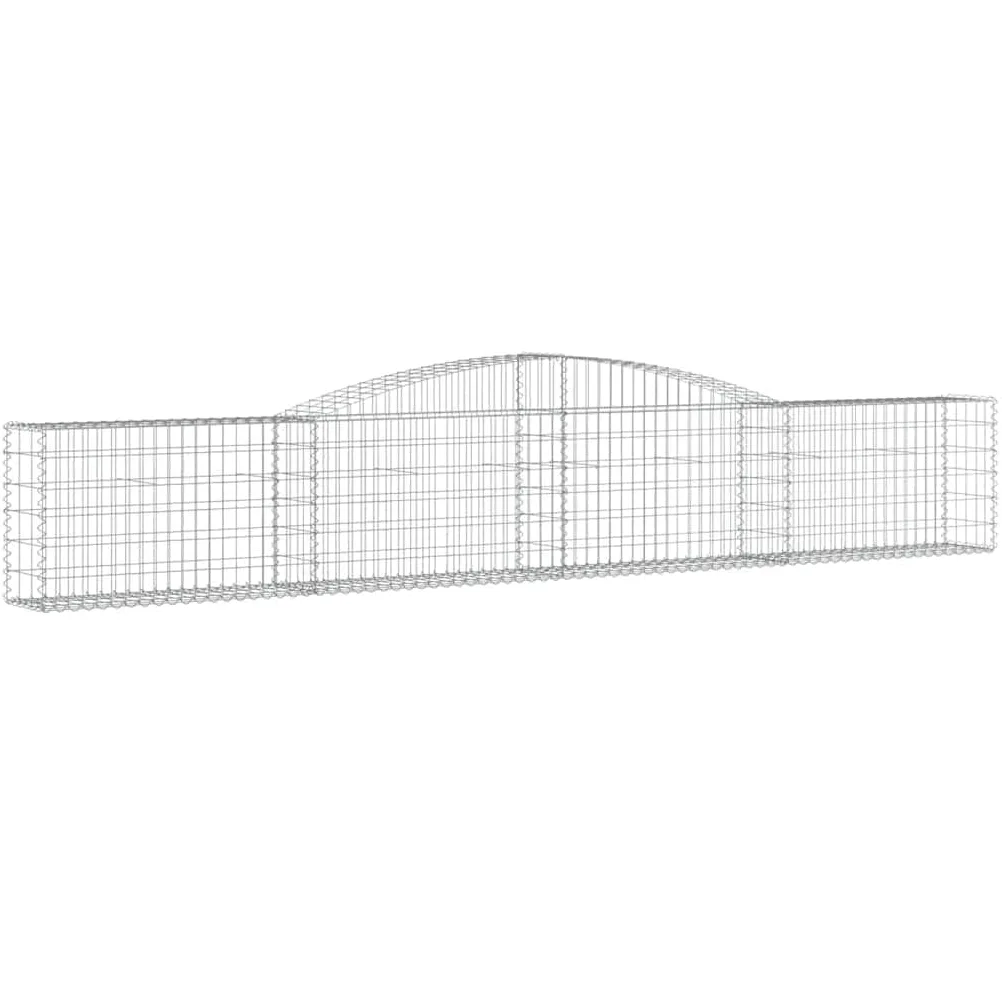 Gaviones con arco alto, 4 unidades, 400 x 30 x 60/80 cm de hierro galvanizado para barreras de jardín y protección visual como pared decorativa insonorizante con construcción estable