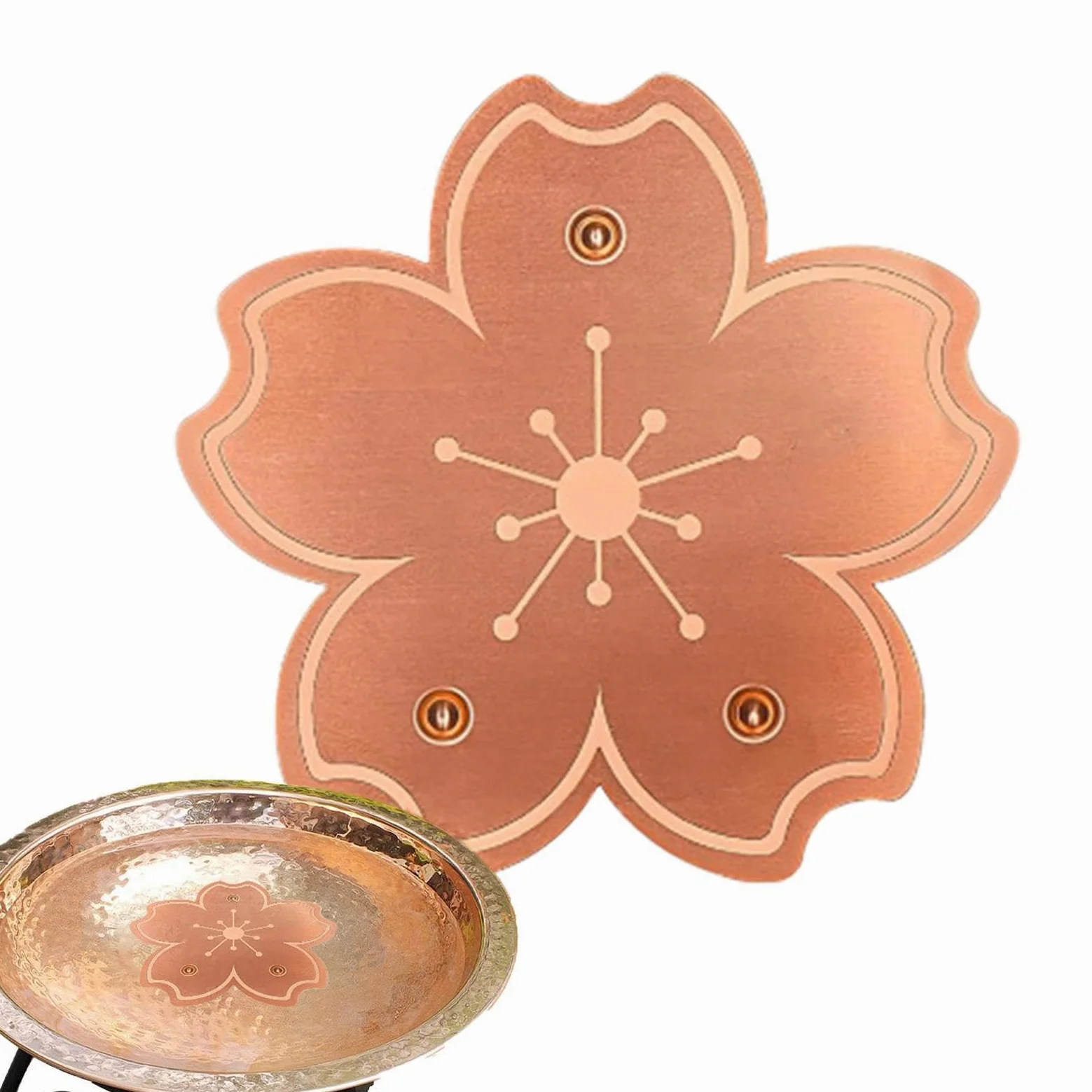 Disco Limpiador en Cobre para Bebedero de pájaros Plato Purificador Estable | Disco limpiador en cobre con soporte triple para bebedero Agua Y Baño En Exteriores Jardín P
