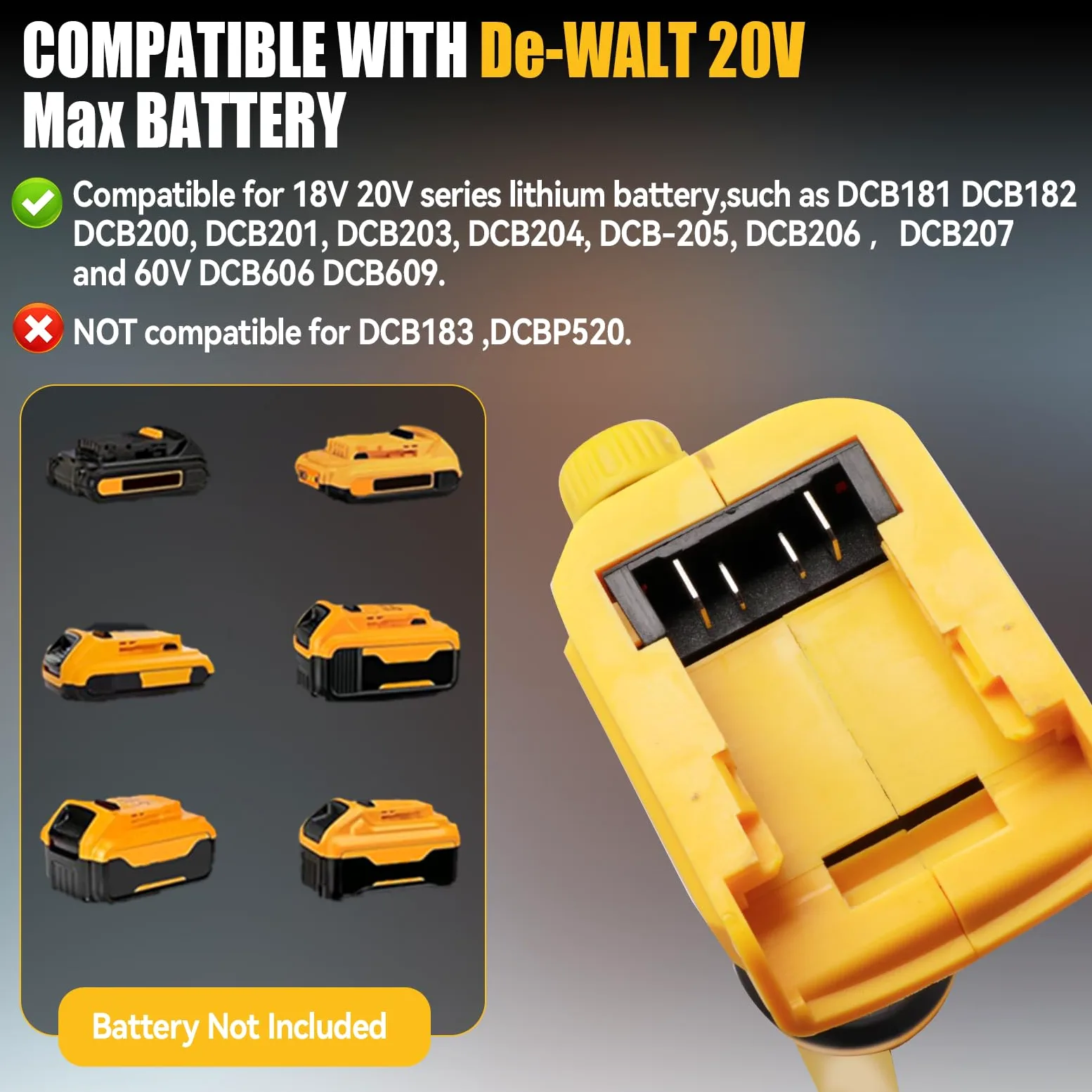 Bomba de transferencia de agua inalámbrica compatible con Dewalt 18 V, bomba de transferencia portátil, altura de cabeza de 3 m, flujo alto de 3600 l/h para sótano, piscina, estanque, barriles de