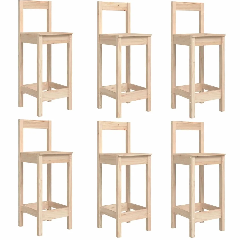 vidaXL Set de Mesa y taburetes Altos jardín 7 pzas Madera Maciza Pino, Juego de Bar para jardín, Muebles de Pub, Muebles de jardín, Muebles de Bar
