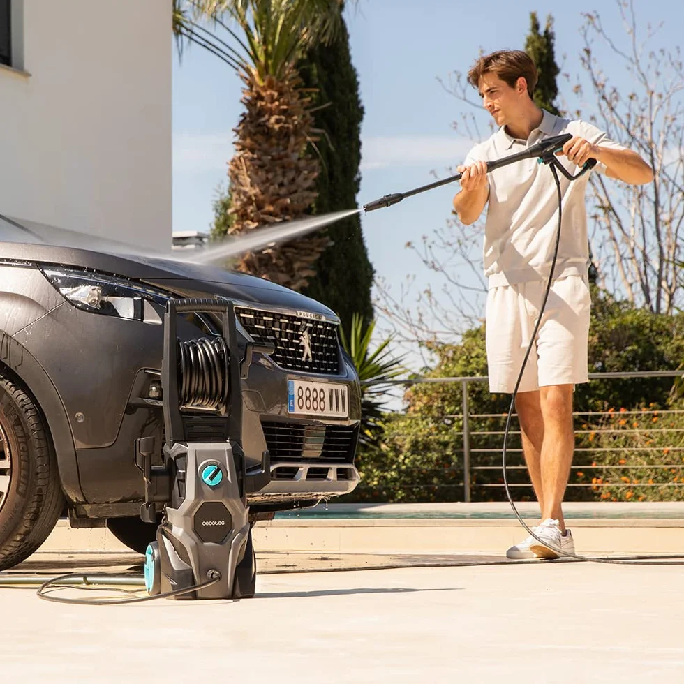 Cecotec Hidrolimpiadora de Alta Presión HydroBoost 2000 Car&Garden Pro. 2000W, Hogar, Jardín o Coche, Caudal de 450 l/h, 150 Bares de Presión, Bomba de Aluminio, Radio de Acción 14m