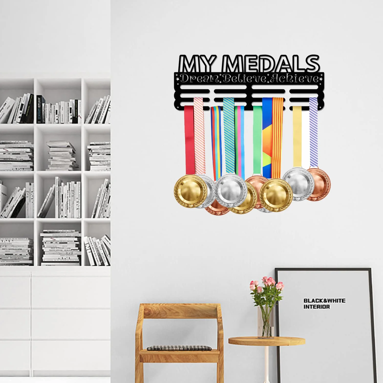 SUPERDANT Medallero Colgador de Medallas Personalizado Marco para Medallas Deportivas Percha y Cinta Display Regalo Deportista