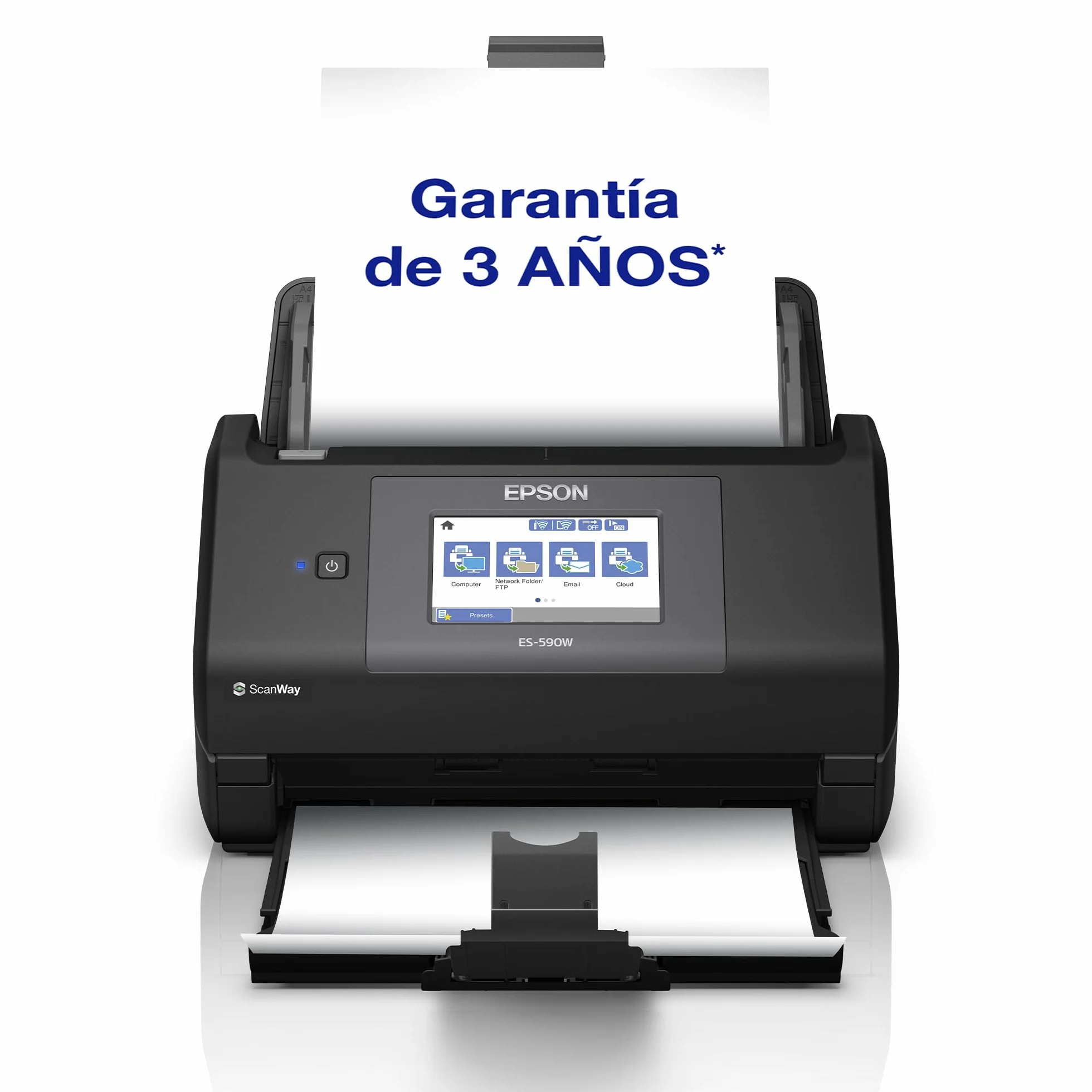 Epson Workforce ES-590W Escáner Wi-Fi 45 ppm 90 ipm Alimentador Automático 100 Hojas Pantalla Táctil 10,9 cm Color A4