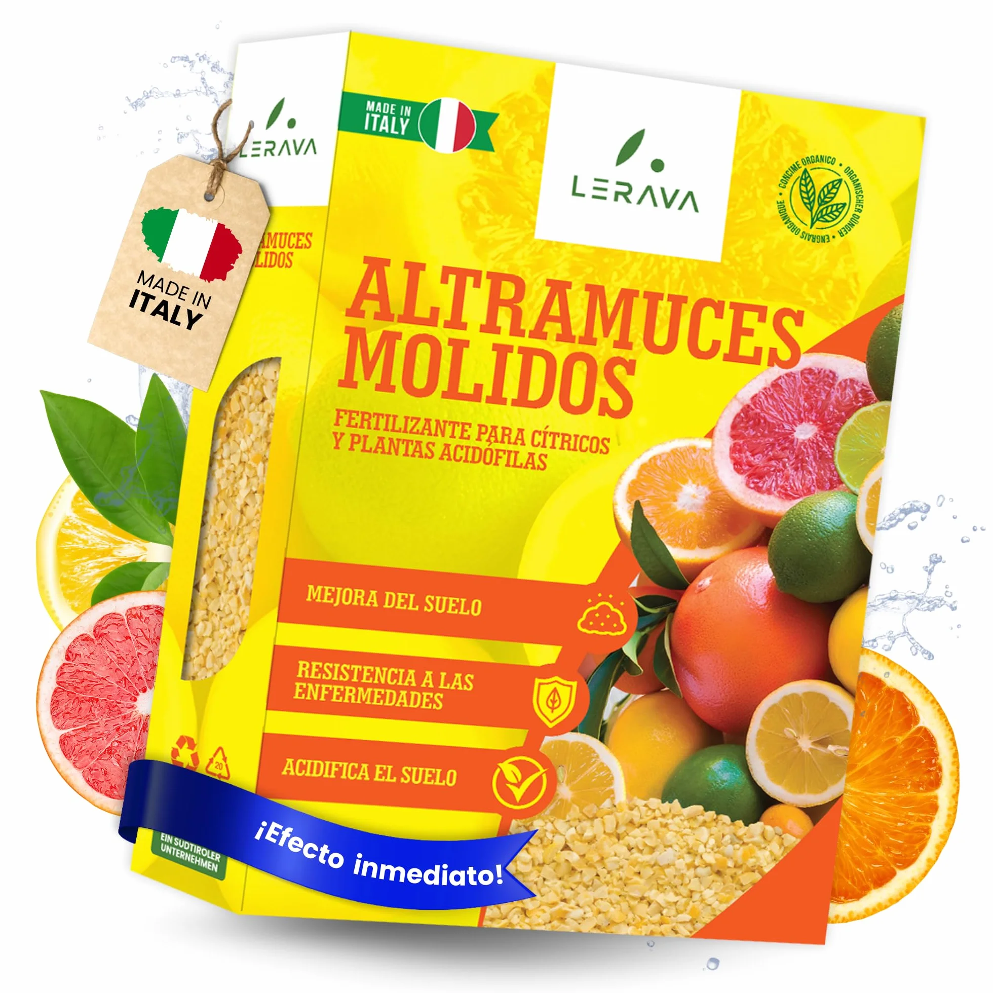 LERAVA Abono cítricos (3,6 kg) - fertilizante natural de altramuces molidos para limonero y naranjo - ideal para mandarino, kumquat y pomelo - mejora crecimiento, vigor y follaje en plantas acidófilas