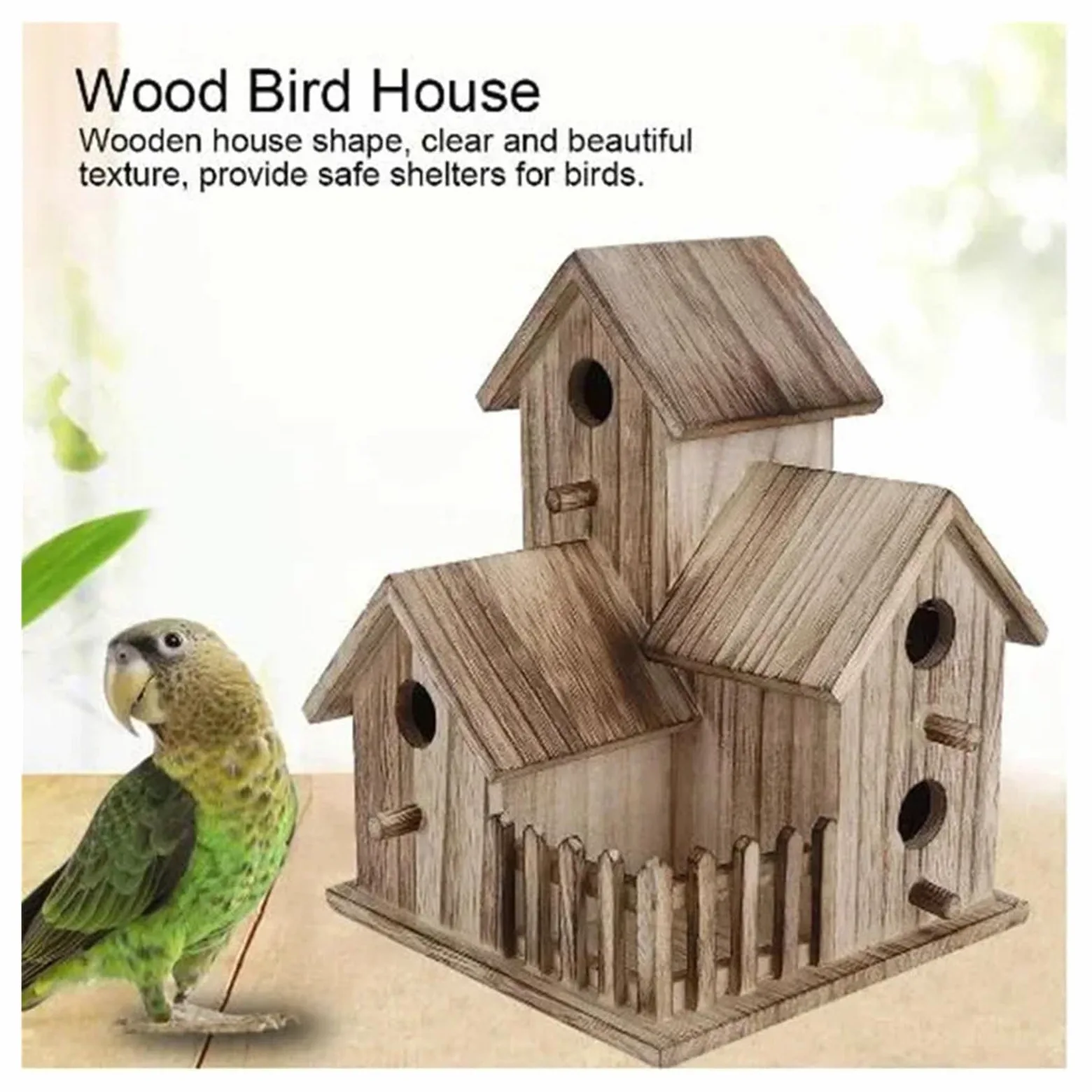 Nido de Madera para pájaros Casa de pájaros Madera for Exteriores, jardín, Patio, Nido for, Caja montable, cría, for petirrojos(Color 2)
