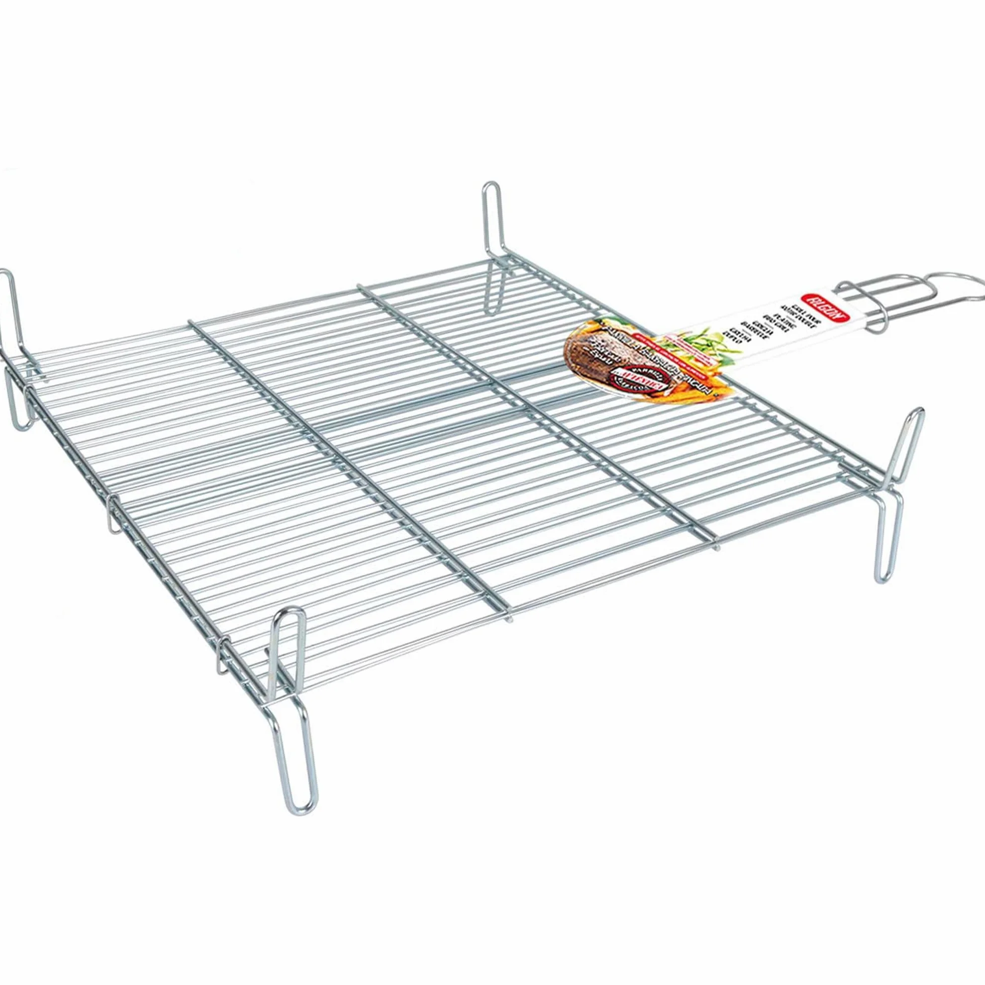 Algon | Parrilla Barbacoa 50x50 Grande Doble, Acero Inoxidable Zincado Gris Metalizado con Cierre de Seguridad - Parrilla Ideal para Asar Carnes y Verduras Resistente y Duradera para Exterior