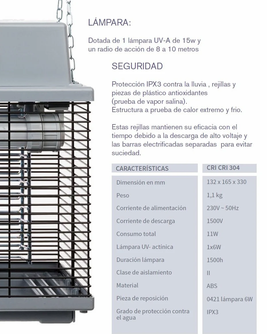 MO-EL - Insecticida electroinsecticida de descarga 15 W 230 V/50 Hz IMQ