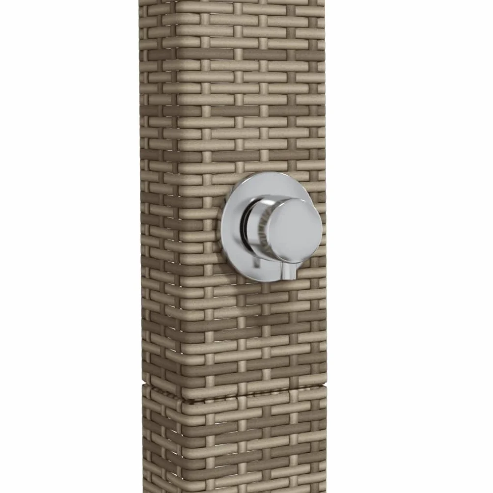 vidaXL Ducha de Exterior, Ducha con Rociador Giratorio, Ducha para Piscina, Mueble para Patio Jardín, Ratán PE y Madera Acacia Gris