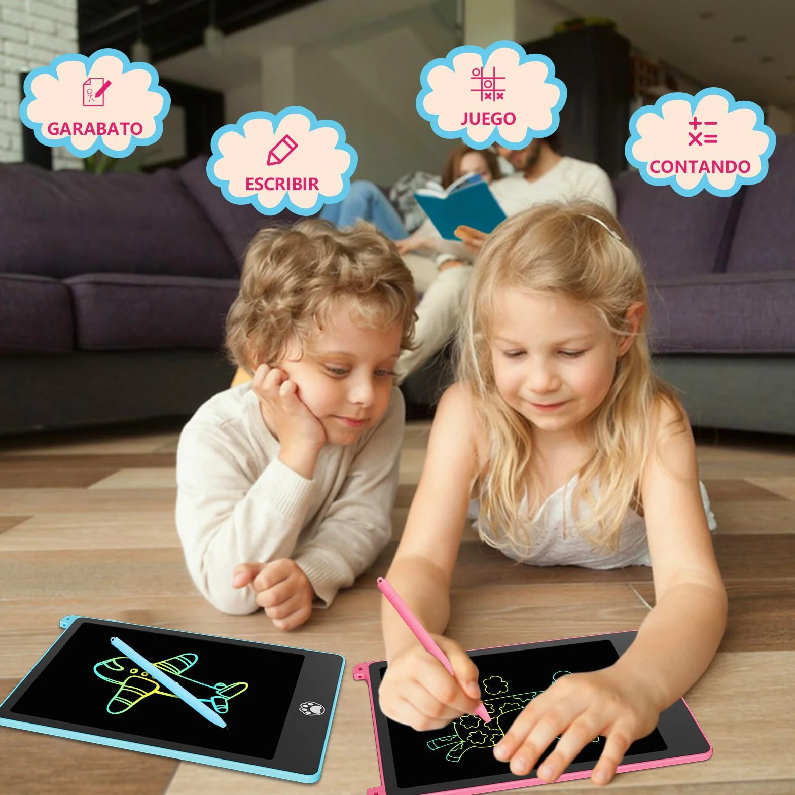 Tableta de Escritura LCD Colorido 8,5 Pulgadas 4 Paquetes para Niños Regalo Borrable Reutilizable Juguete