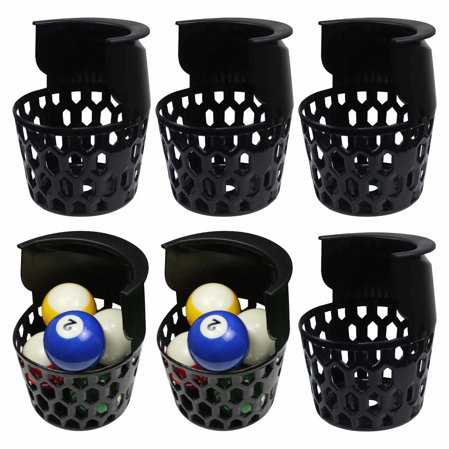 Pool Table Pockets Plastic Web Billiard Baskets Black Snooker Net Bag Fits Standard 7/8/9 Foot Table Set of 6