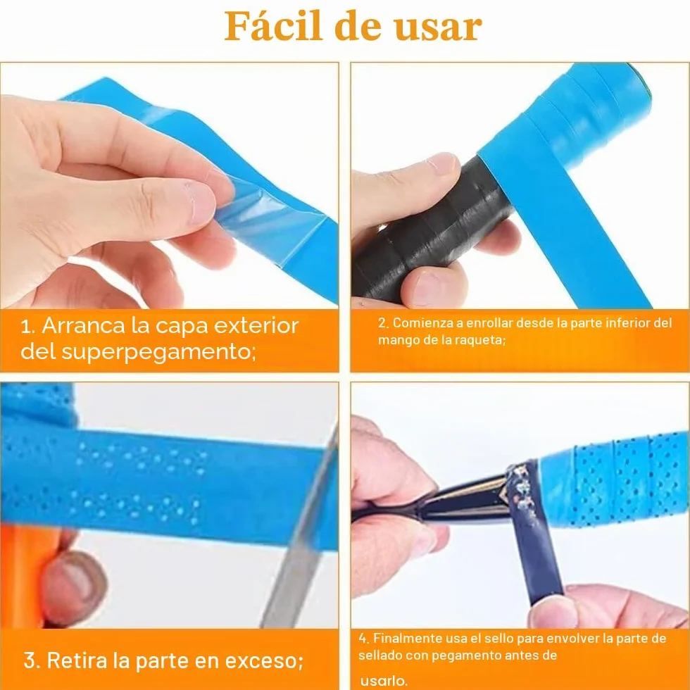 6 Bandas de Agarre para Raquetas de Tenis, Bádminton, Squash, Cinta Autoadhesiva Antideslizante