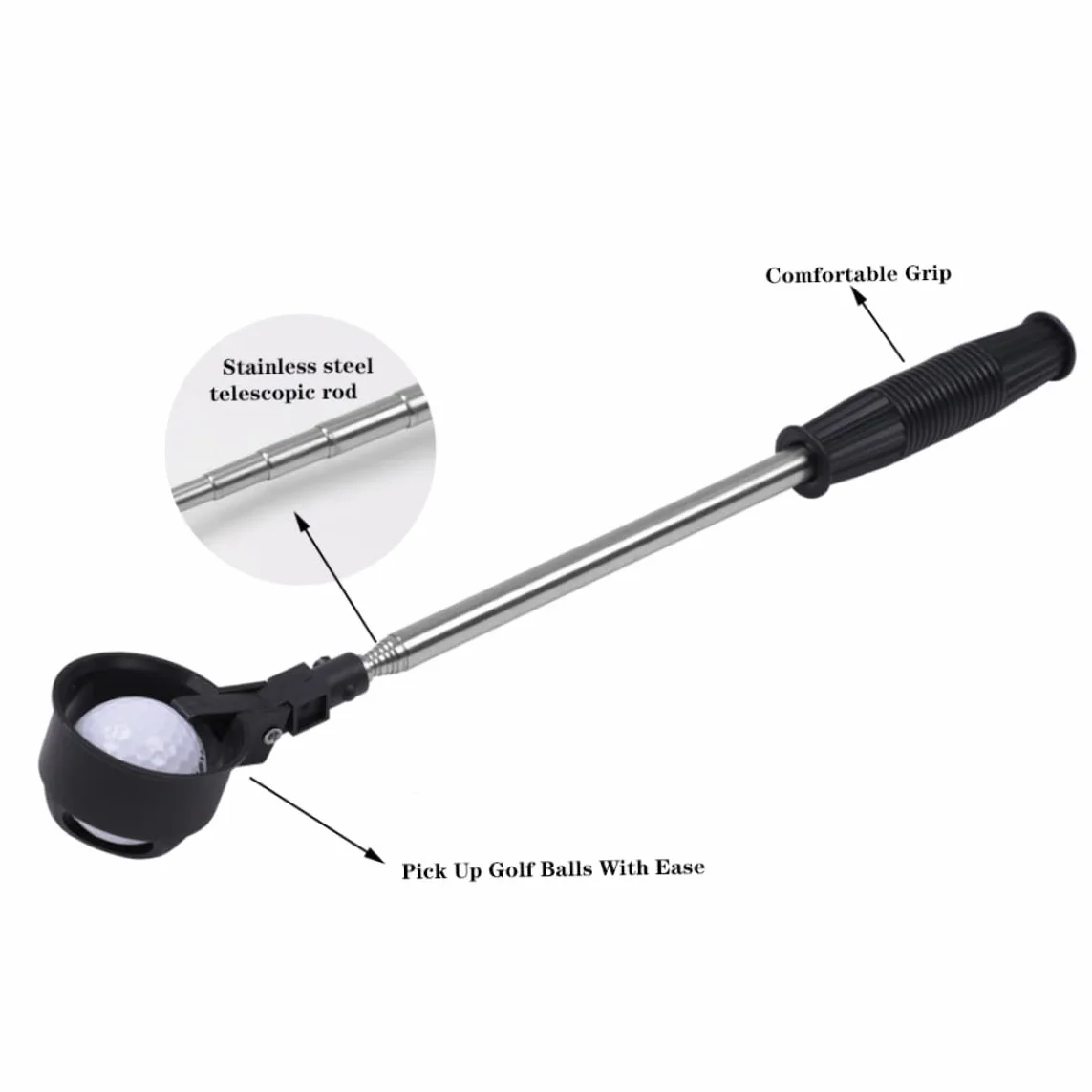 Golf Ball Retriever de Acero Inoxidable Telescópico Recogedor