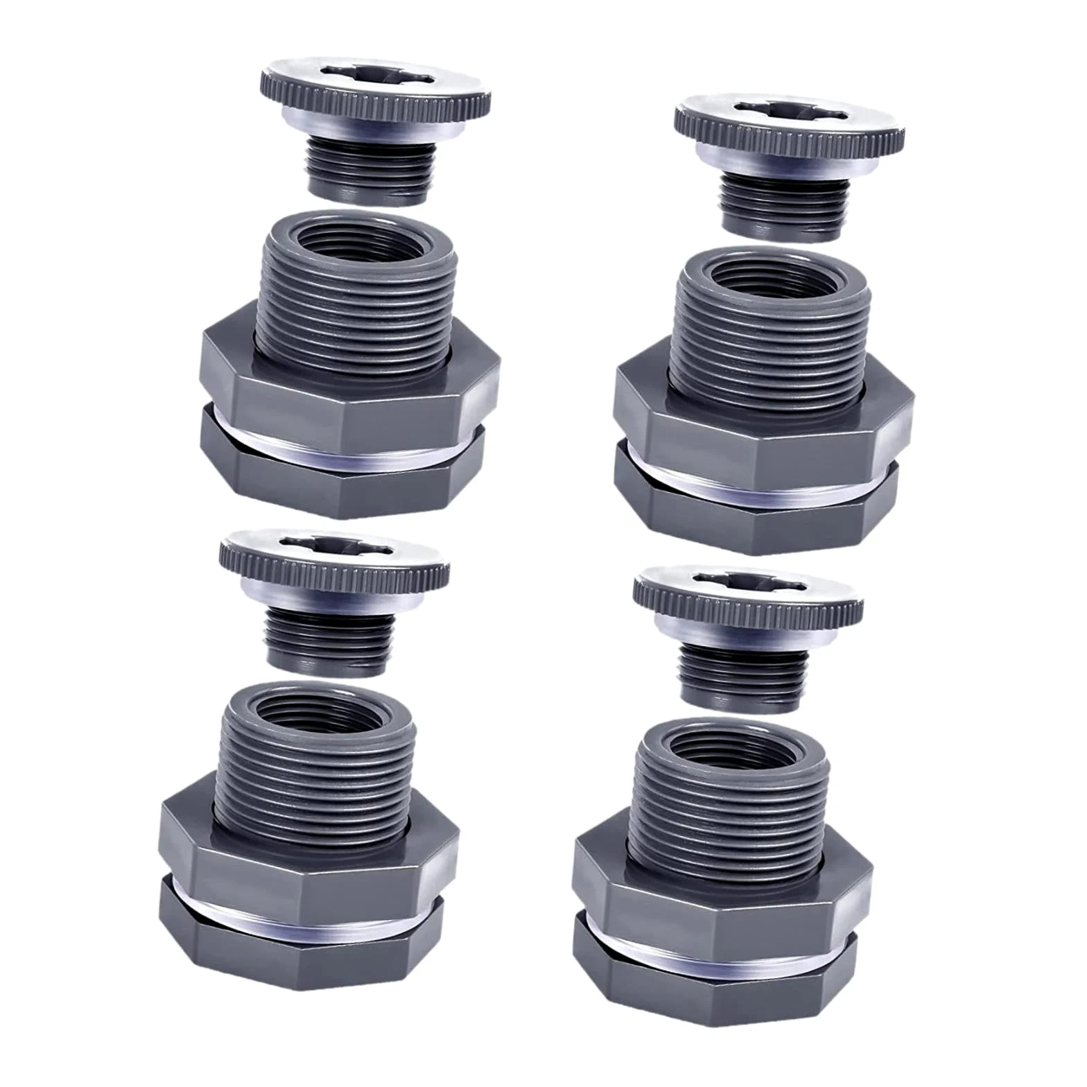Adaptador de Manguera de Jardín de 4 Piezas, Adaptador de Manguera de Cubo de 3/4 de Pulgada para Piscinas Y Barriles de Lluvia.