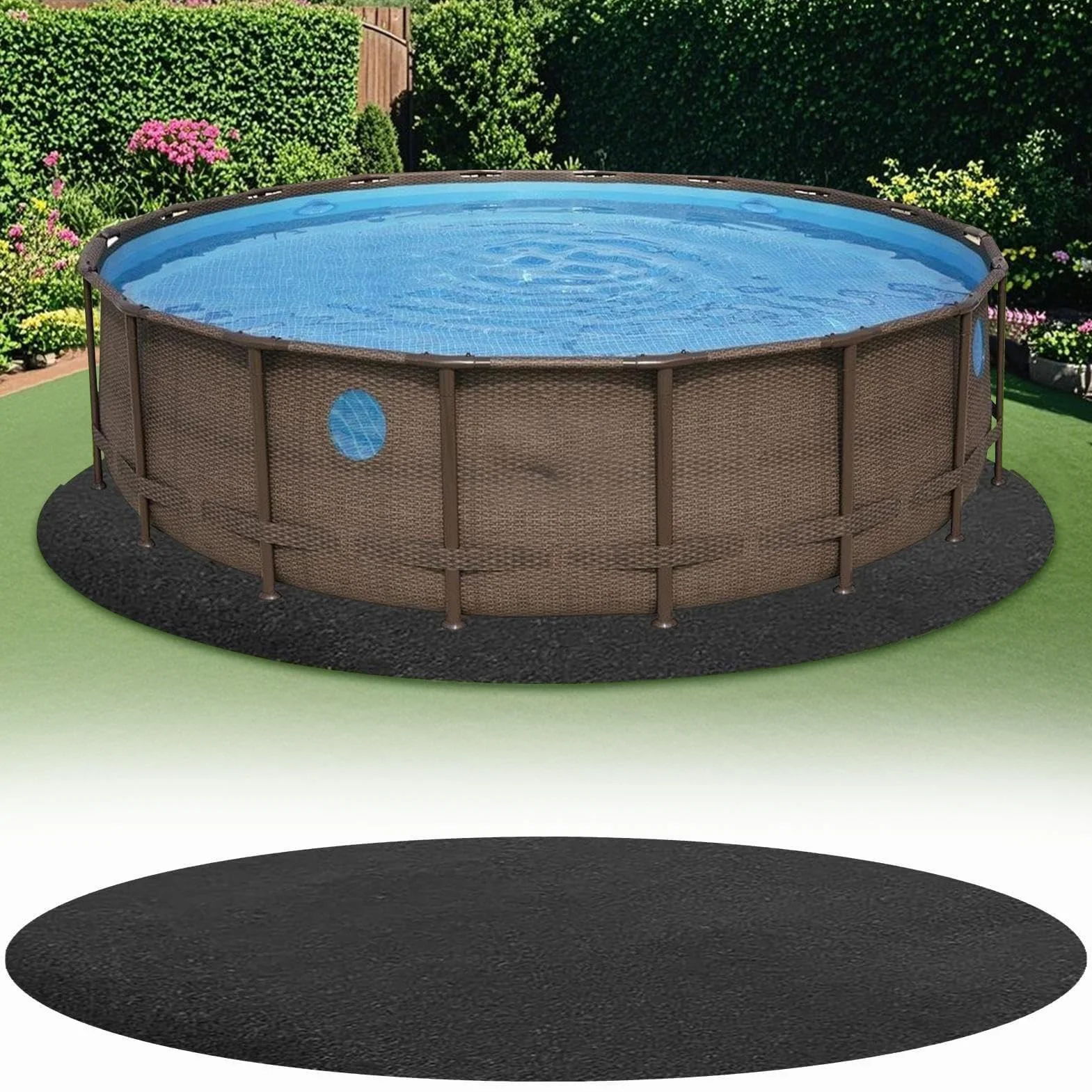 Tapiz Suelo Piscina Redond Cuadrado, 3 m 4 m Base Para Piscina Desmontable Hinchable, Antideslizante Plegable De Suelo Para Piscinas, Almohadilla Protector Para Exteriores Accesorios De Baño Spa