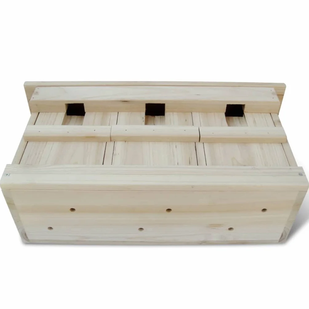 Nido de gorrión de madera estable, 44 x 15,5 x 21,5 cm, con tres compartimentos y colgador de metal para jardín, balcón, terraza como nido natural y casa para pájaros silvestres