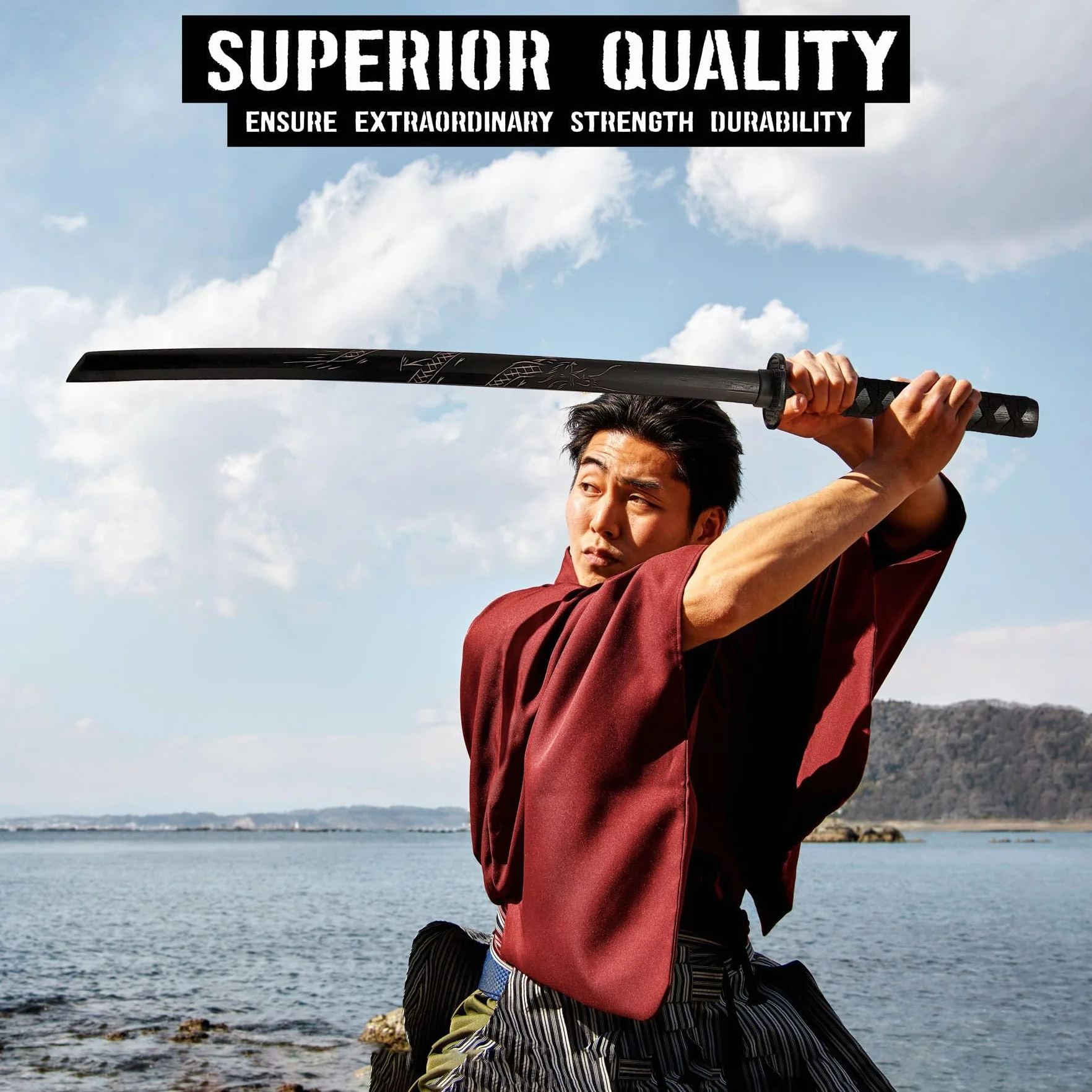 Bokken de Madera con Diseño de Dragón 98 cm – Espada Japonesa de Entrenamiento para Artes Marciales