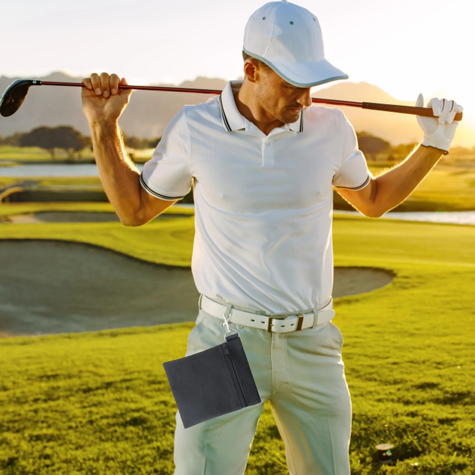 Bolsa para Pelotas de Golf con Cremallera y Clip de Metal