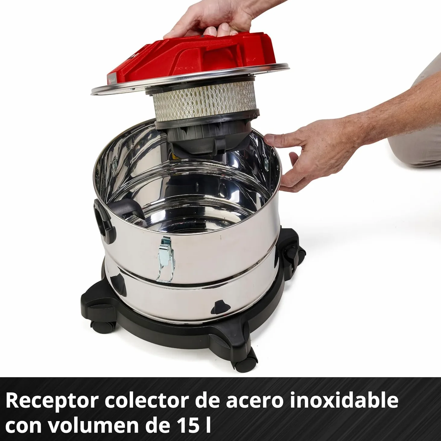 Einhell Aspirador de cenizas inalámbrico - TE-AV 18/15 Li C-Solo PXC. Li-ion, 100 mbar, sistema de limpieza de filtros, recipiente de recogida de 15 L. Suministrado sin batería ni cargador