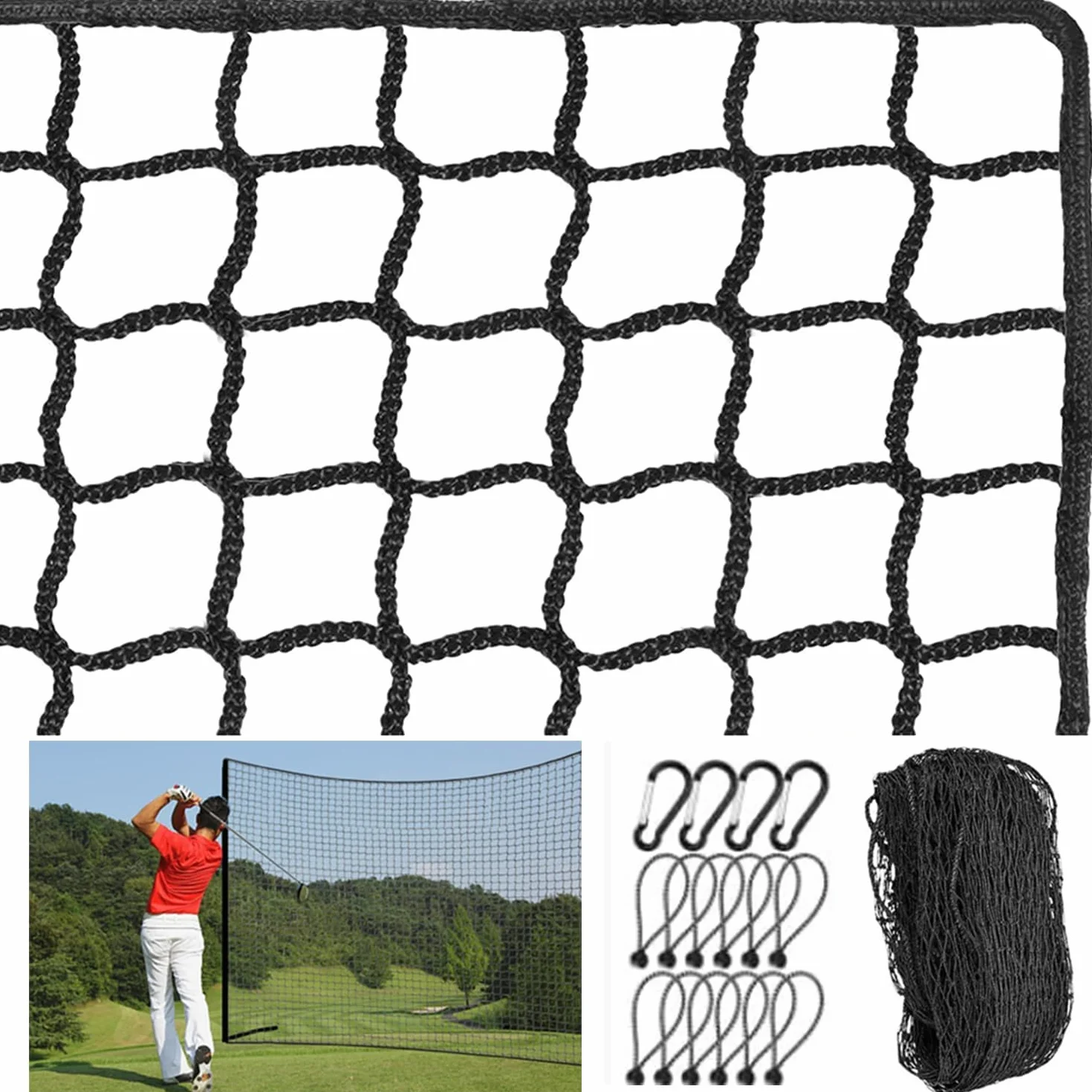 Red Porteria 6x3m Red Poliéster Práctica Golf 3x3cm Polietileno Alta Densidad Anudada 3mm con Hebilla Seguridad Cable Elástico