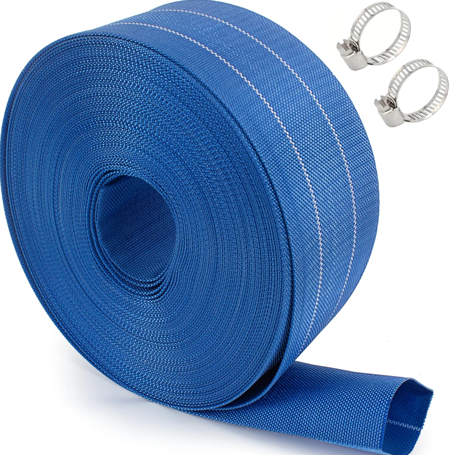 Manguera de retrolavado para piscina, manguera de PVC resistente, manguera de descarga plana, tubo de drenaje flexible para drenaje de piscina, con 2 abrazaderas (1.5 pulgadas x 100 pies)