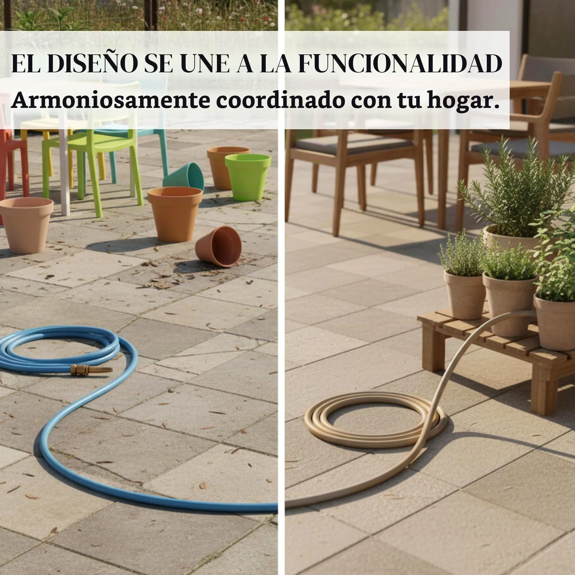 LIVLIG Manguera Jardin 10m – Manguera de Riego Flexible, 60% Reciclado, Resistente UV, Antitorcion, 1/2 Pulgada, Beige