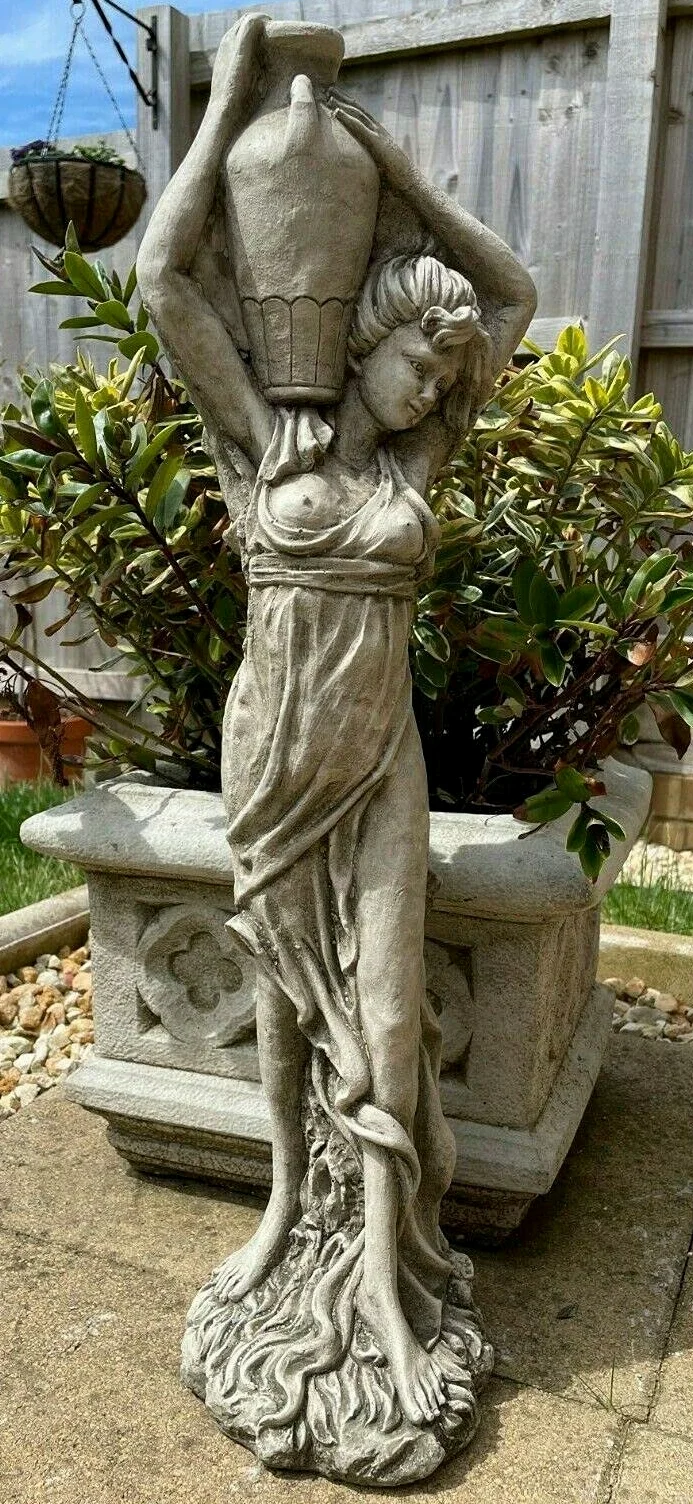 Estatua de jardín de piedra con jarra de vino, escultura clásica para exteriores