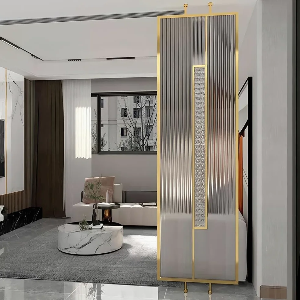 Moderna columna independiente con vidrio templado, 2 paneles, para oficina en casa, 230 x 45 cm
