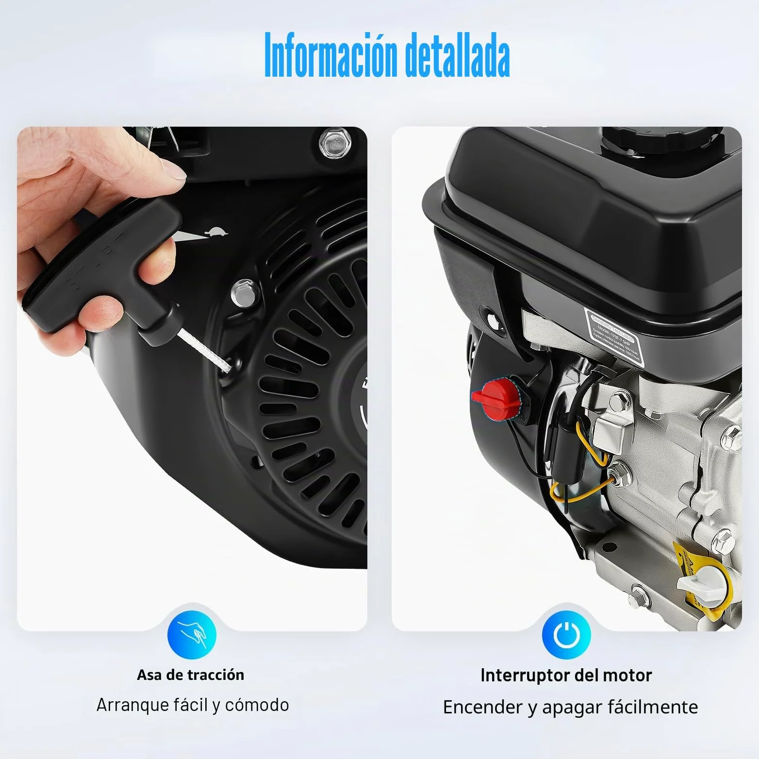 Motor de gasolina de 4 tiempos 7,5 CV, motor estacionario, industrial, motor para go-karts, de repuesto, de tracción, para cargas pesadas, refrigeración por aire, para go-karts