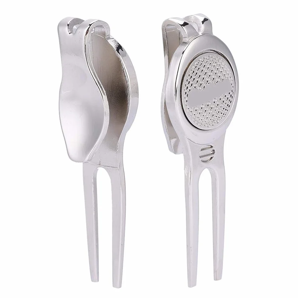 Vbest Life Herramienta Divot de Golf de aleación de Zinc con Marcador de Pelota magnético Accesorio de Golf D102 Silver