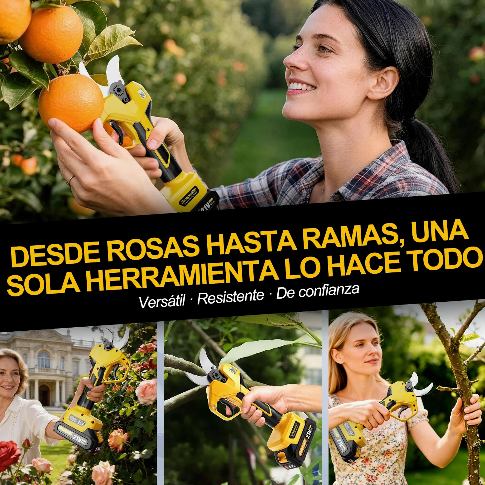 Tijeras de Podar Inalámbricas, Max 50mm Tijeras de Jardín Eléctricas con Motor Sin Escobillas, 2 Baterías, Display LCD, Tijera Podar a batería para Huertos Ramas áRboles Arbustos Frutales
