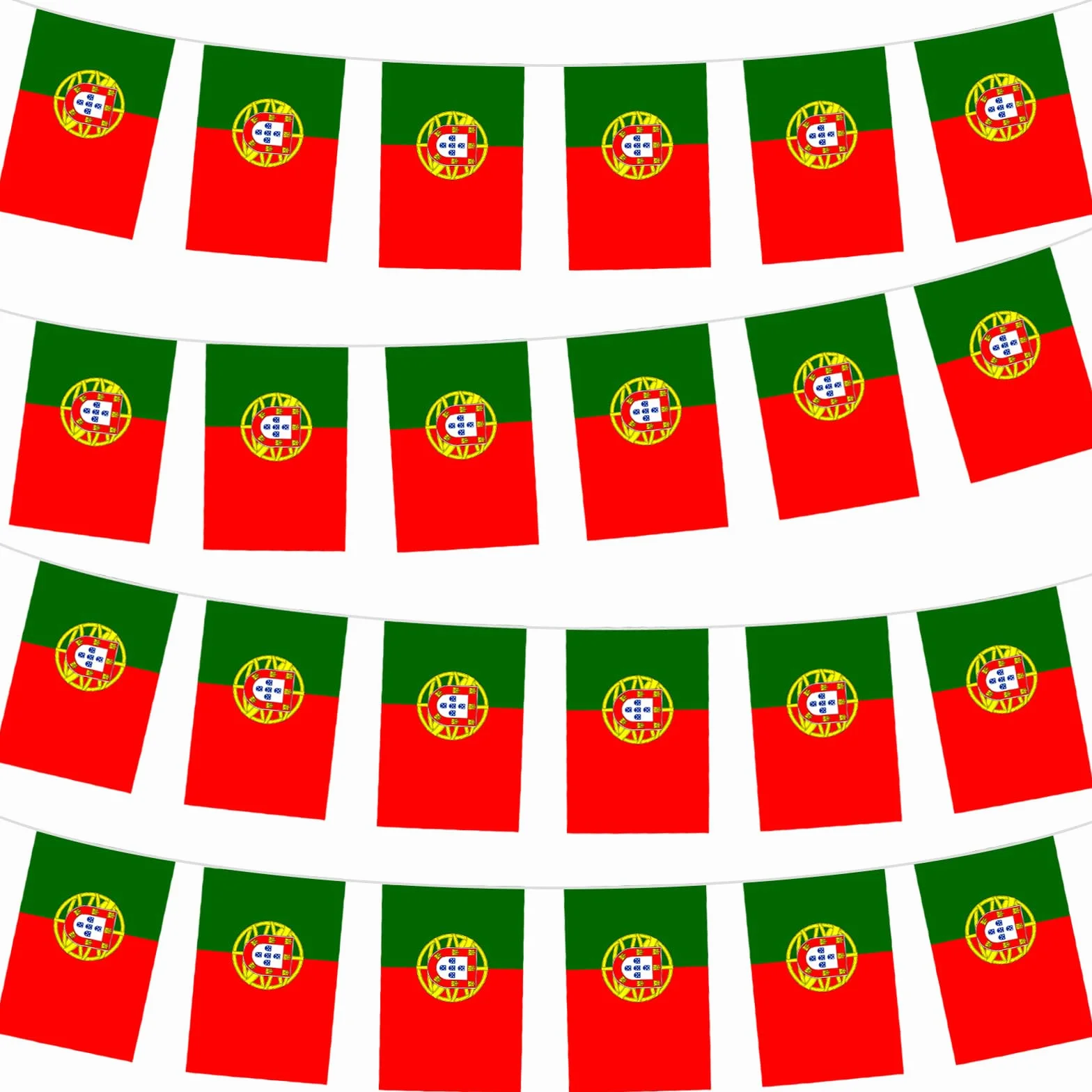 10m Guirnalda Bandera de Portugal,30 Doble Cara Pequeña Personalizada Banderas,para Decoración Patio,Balcón,Jardin,Barra,para Juegos de Fútbol,Eventos Deportivos,Día Nacional,Fiesta de Portugal