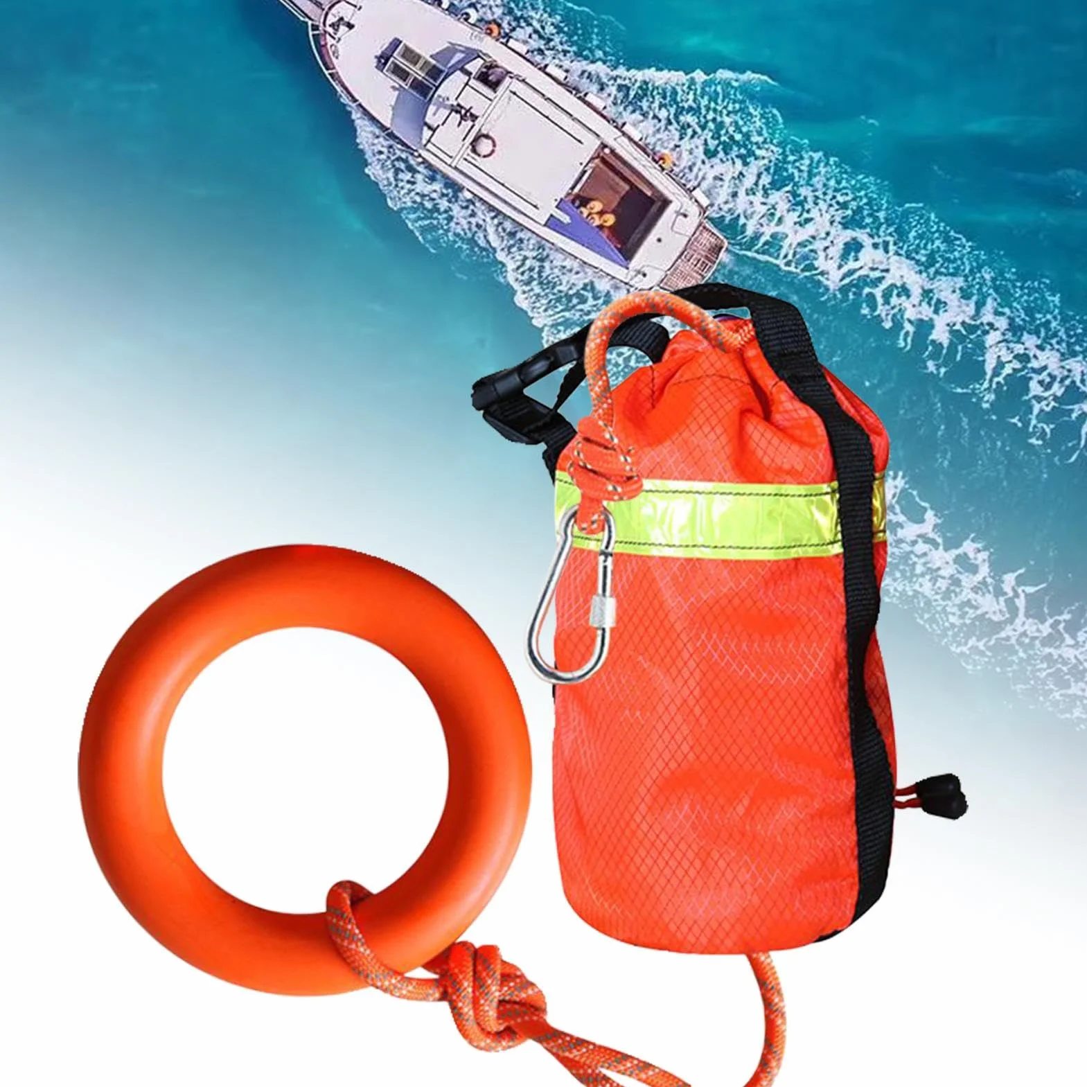 Cuerda de Rescate acuático Reflectante 16 m 500 kg Resistencia a la tracción Flotante para Rafting