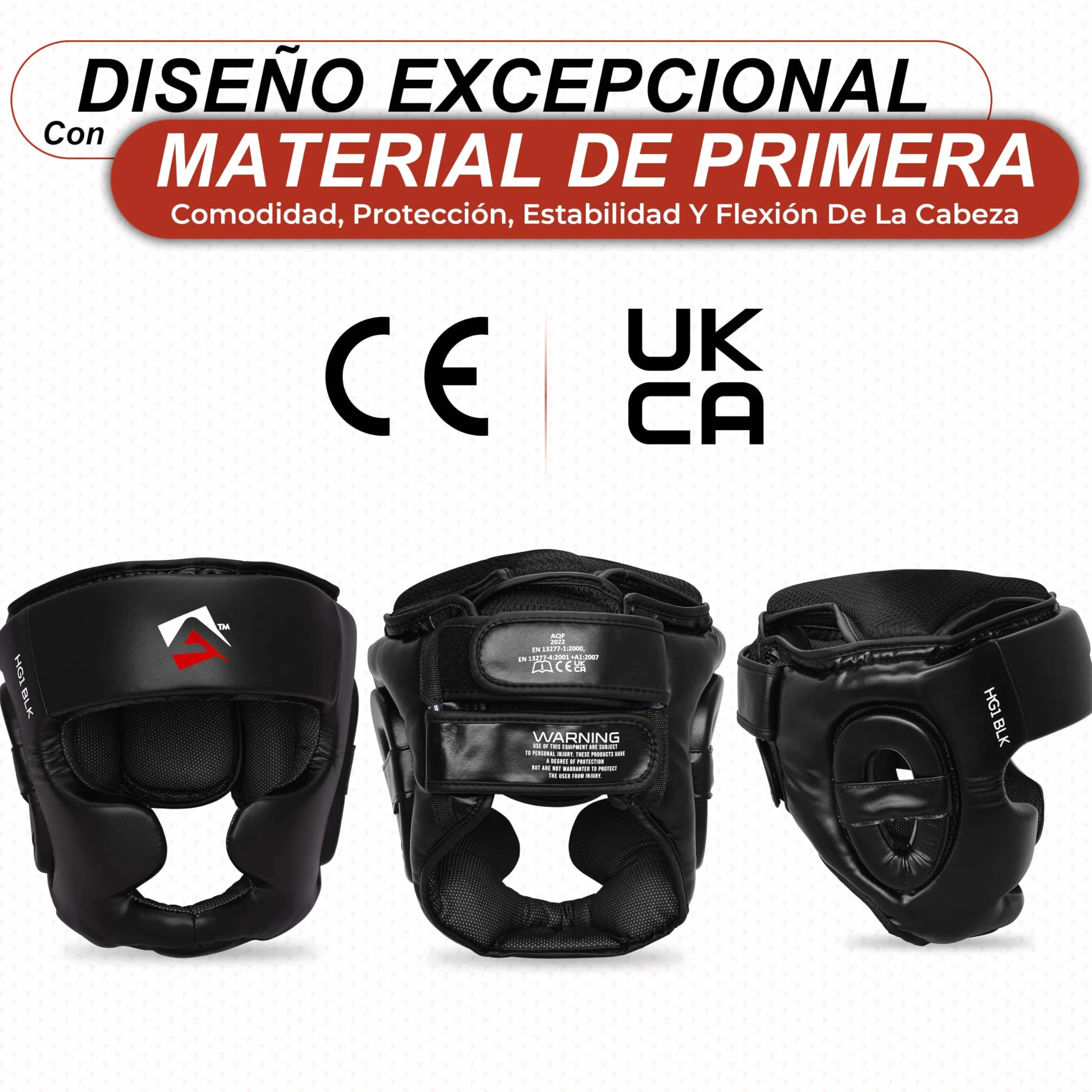 AQF Casco Boxeo CE Aprobado Entrenamiento Muay Thai Integral Kick Boxing Cabeza Protector MMA Headgear Sparring Negro