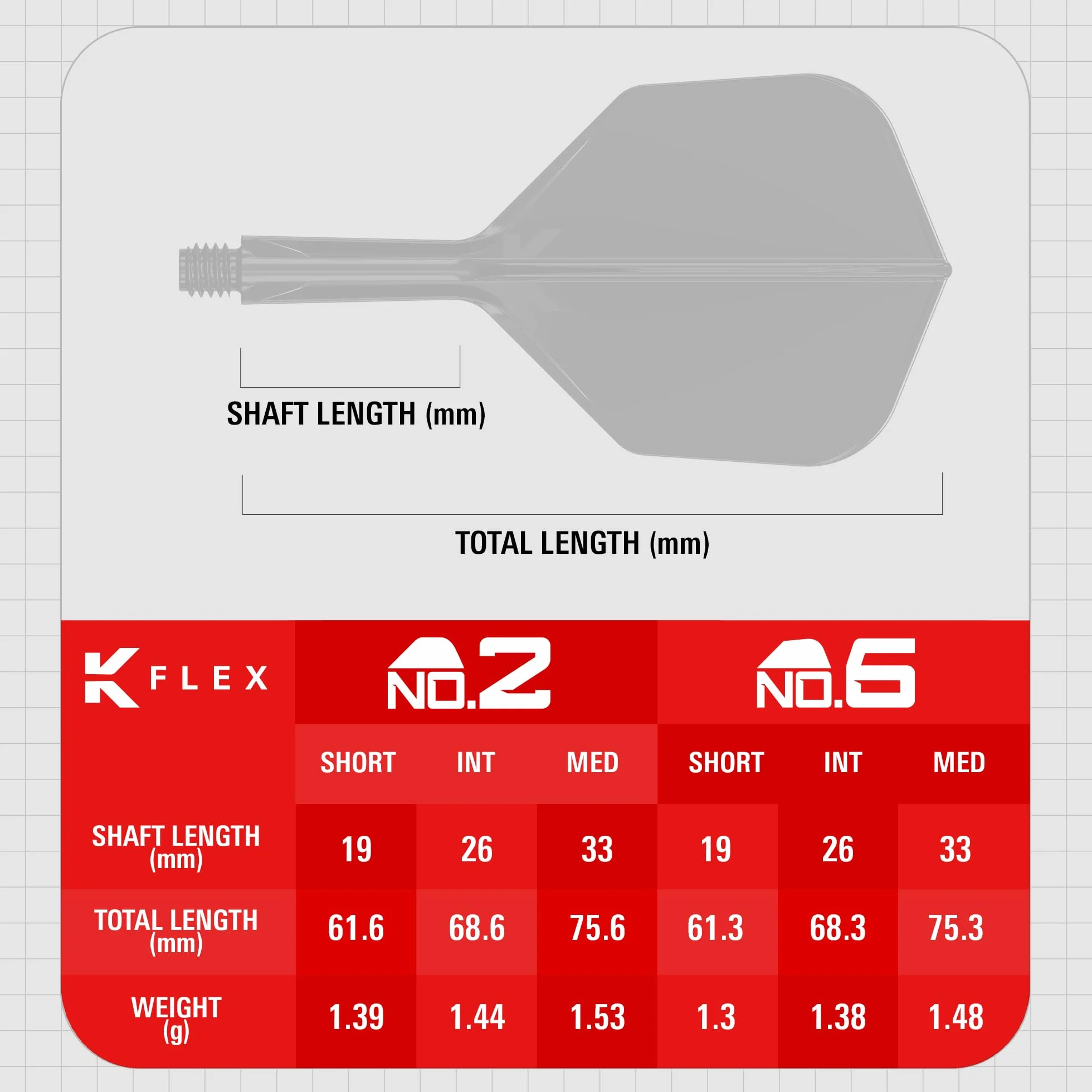 Target Darts K Flex No.6 Plumas y Cañas Integradas, 3 Pack Corto Intermedio Medio