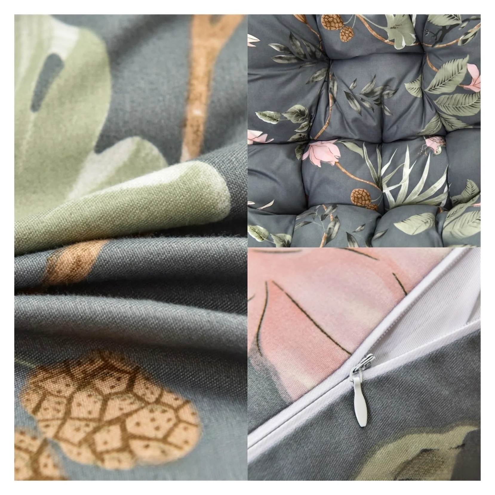 Genérico Cojín de Repuesto para Silla Colgante Tipo Huevo (Exterior), Almohadilla Gruesa, Impermeable y Estampada en Forma de U para Columpios de Patio y jardín
