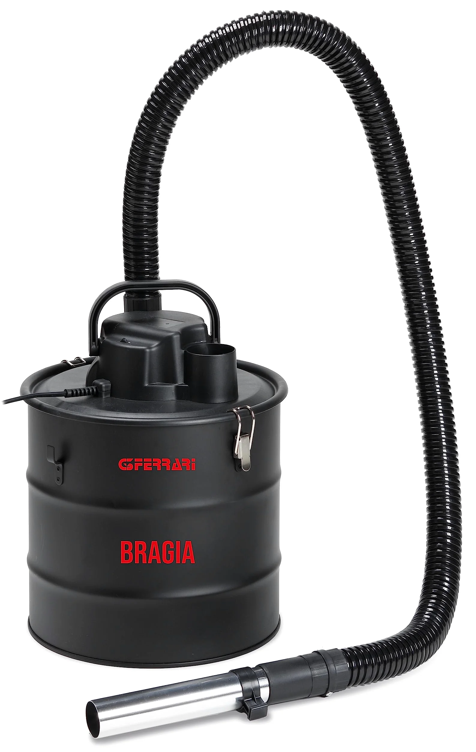 G3 Ferrari G90032 Aspirador de cenizas "Bragia", 1000 W, 18 Kpa, Filtro Hepa, Capacidad 18 litros, Gancho para accesorios, Estructura metálica, Negro