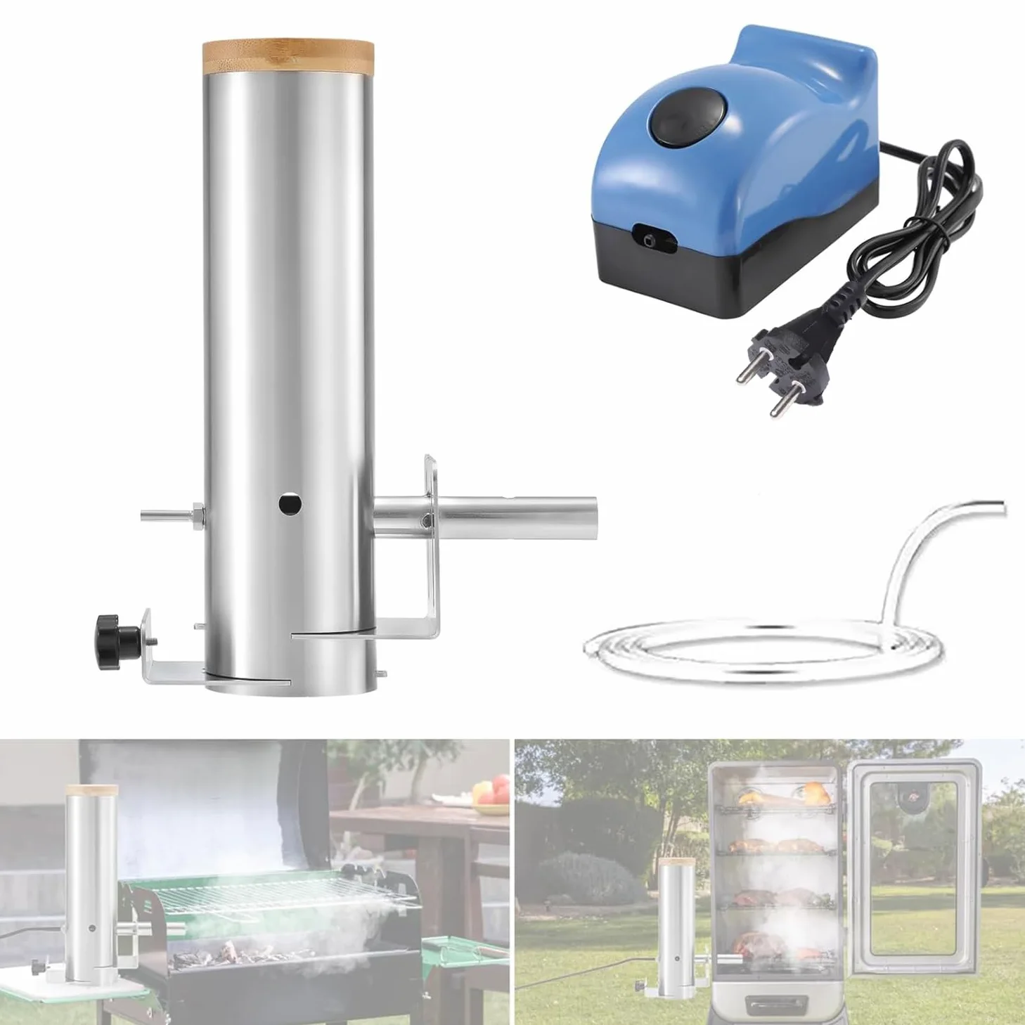 Generador De Humo Frío De Acero Inoxidable, Portátil Ahumador de Pellets con Generador de Humo Caliente/Frío y Volumen de Humo Ajustable, para Barbacoa Ahumado en Frío De Pescado Carne Queso