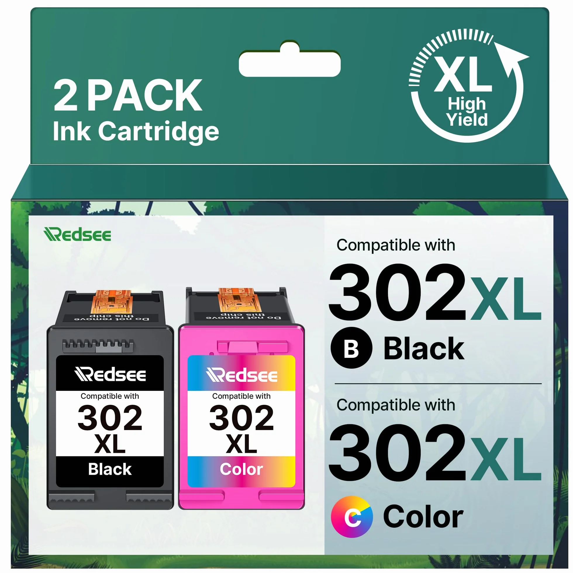 Cartuchos de Tinta Remanufacturado 302XL Compatible para HP Envy 4524 DeskJet 3630 OfficeJet 3831 5230 (2-Pack)