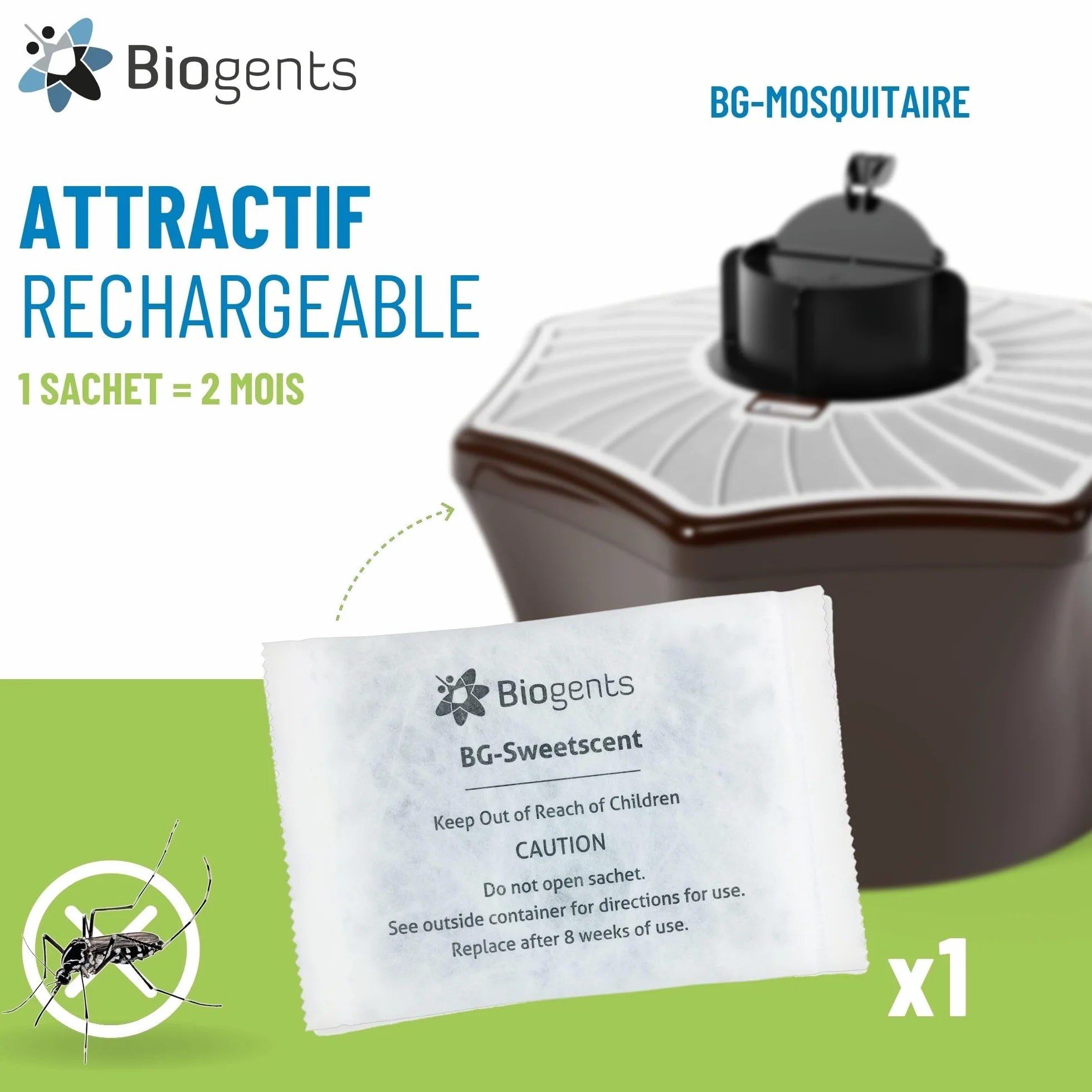 Biogents Sweetscent Atrayente para Mosquitos Pack de 3 - Atrae Mosquito Tigre y Dengue para Trampa BG Mosquitaire