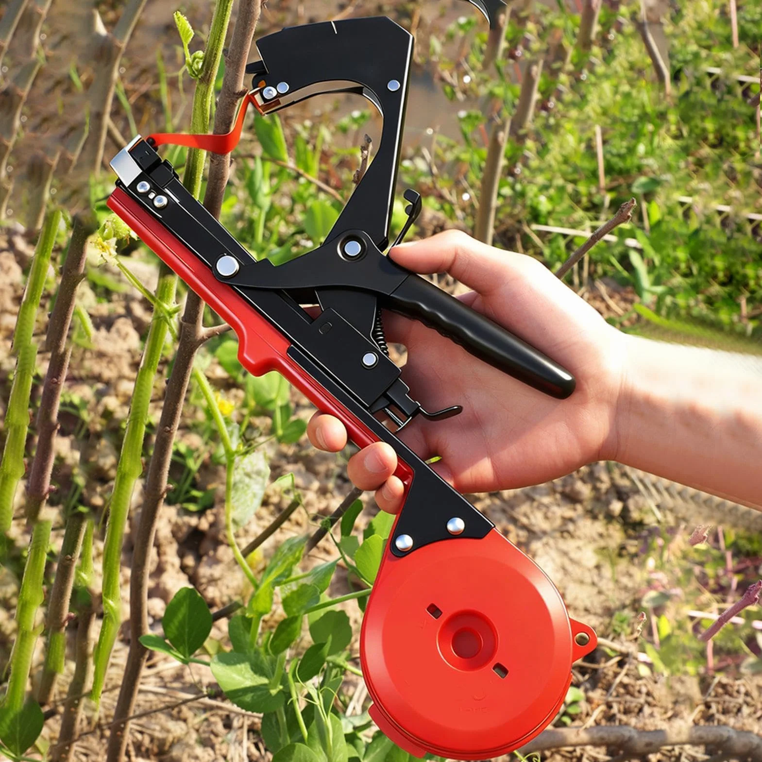 Máquina atadora de vides – Herramienta ergonómica de mano de trabajo resistente para ahorro de mano de obra, herramienta de cinta de ramas de soporte floral – para vid, tomate, pepino, uva, pimientos