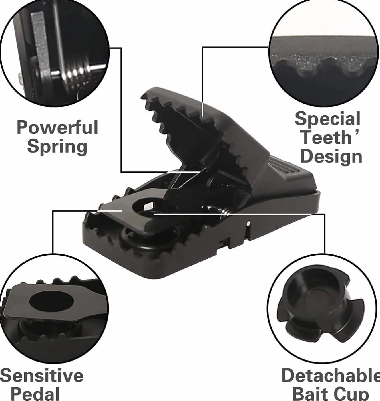 Trampas para Ratas Grandes Reutilizables De Alta Resistencia. Cepos Ratas Grandes Potente Y Eficaz Lavable para Interiores Y Exteriores. (6 Trampas Ratones Pequeñas)