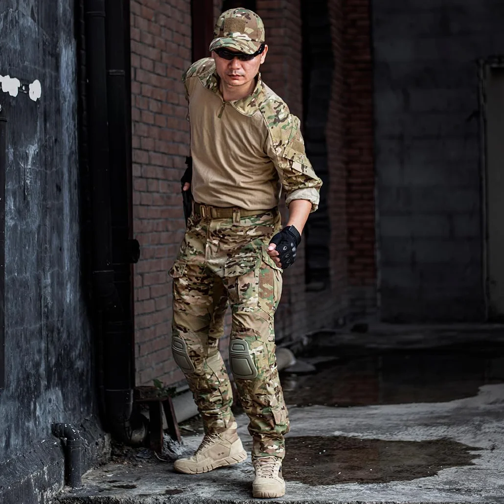 IDOGEAR Pantalones de Combate G3 Multicam con Rodilleras Tácticos Multibolsillos Ajustador Gancho