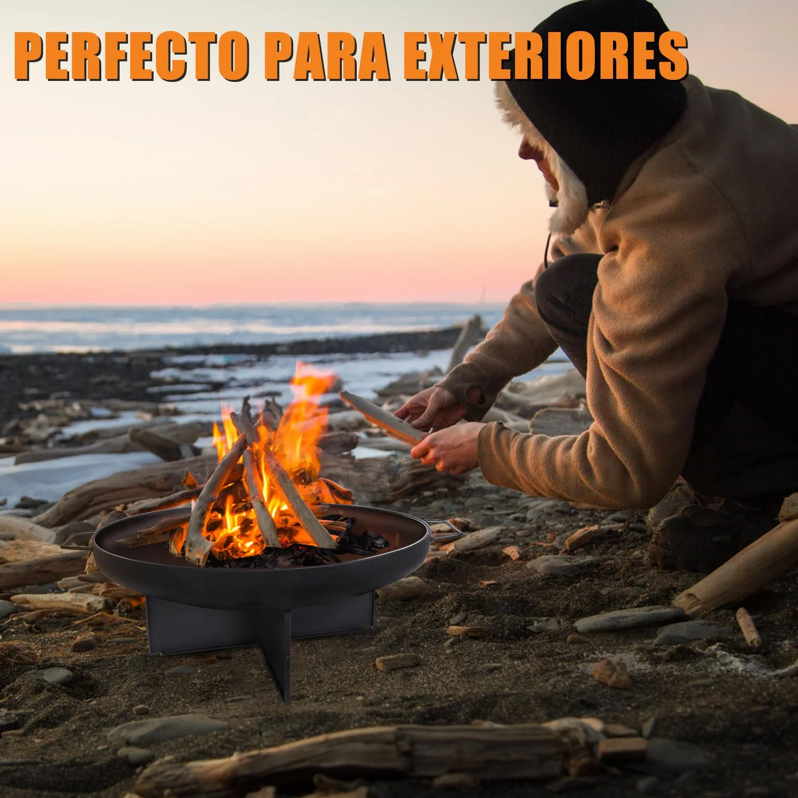 HYCHIKA Brasero Exterior 60cm para Jardín y Camping - Cuenco de Fuego Pozo Hoguera - Ideal para Exteriores y Outdoor Fire Pit