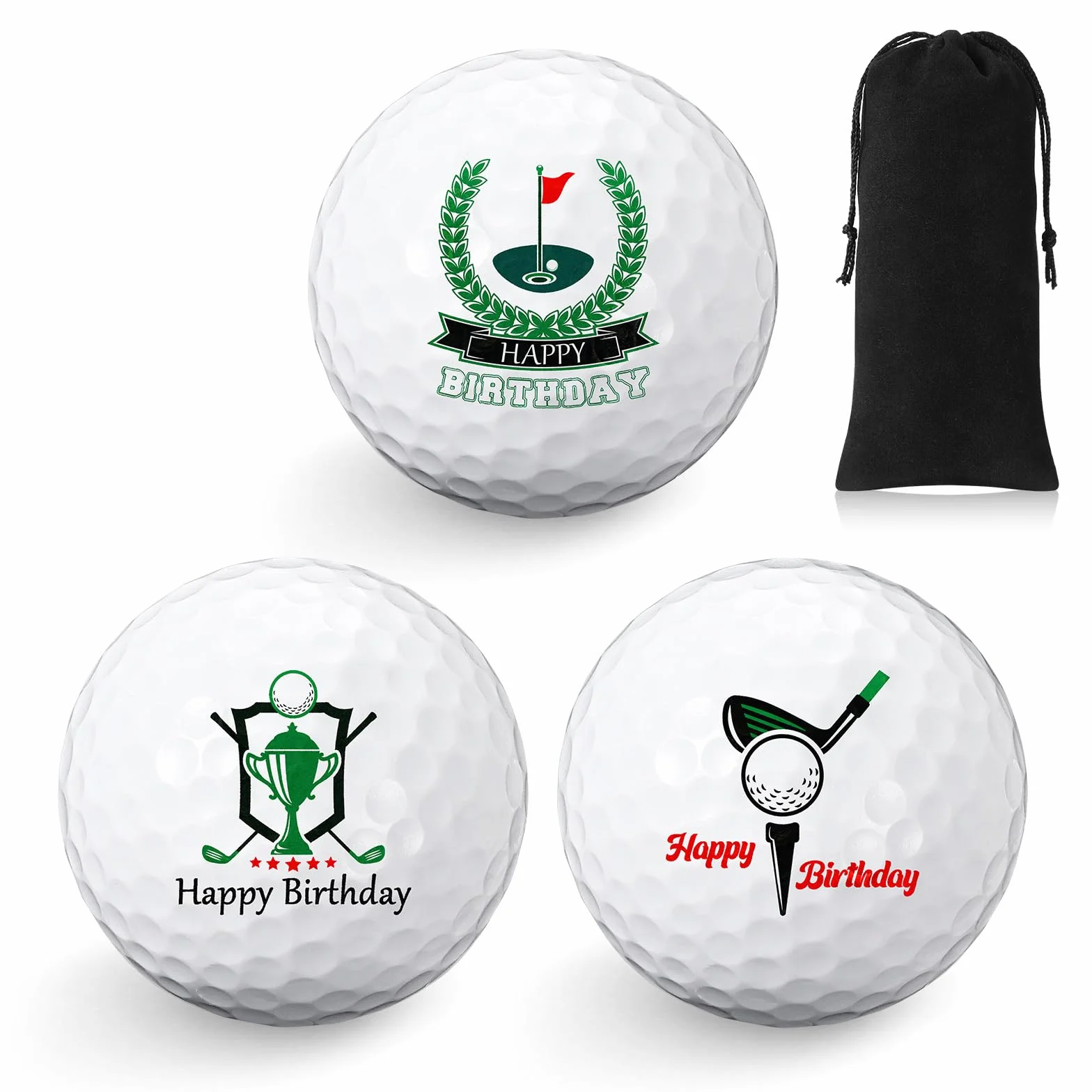 Threan 3 Piezas Juego de Regalo Pelota de Golf para Hombres Papás Tamaño Estándar