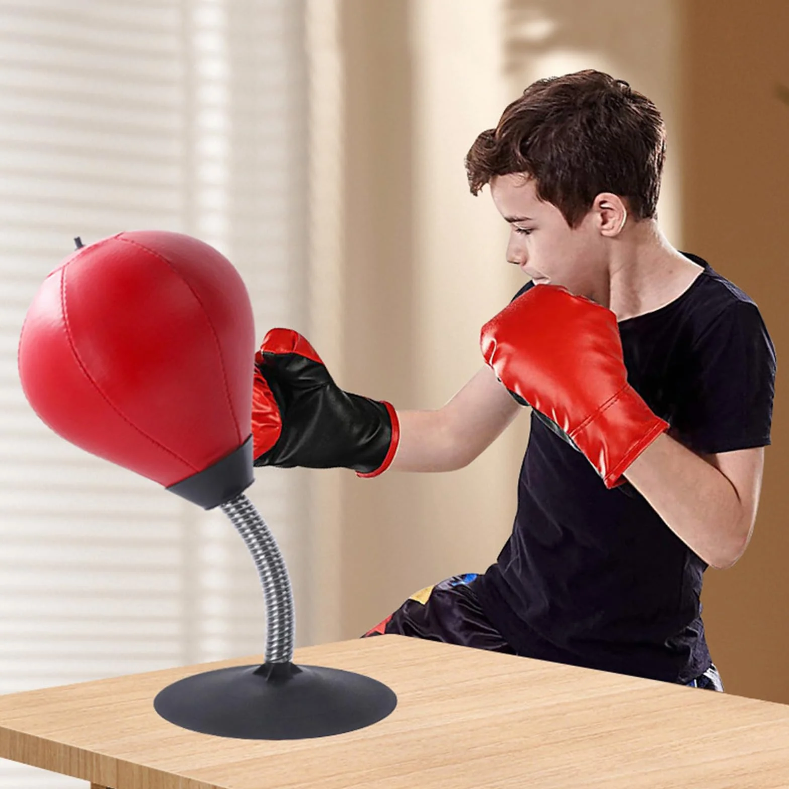 Saco de boxeo para escritorio con abrazadera de mesa y ventosas fuertes para niños